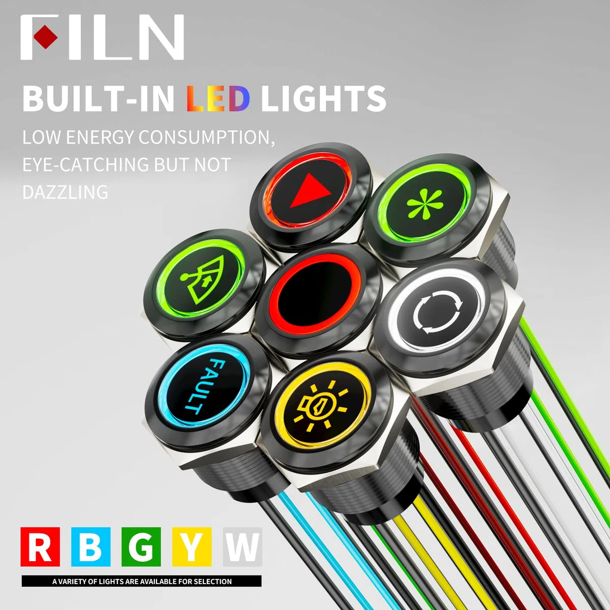 2Stück 22mm LED Taster Metall Druckknopf,Vorverdrahtet 20A 12-24V DC IP67 Leuchttaster Mit 185 Austauschbaren Symbolen 1NO1NC Für Auto,Boot,Industrie（Weiß LED）