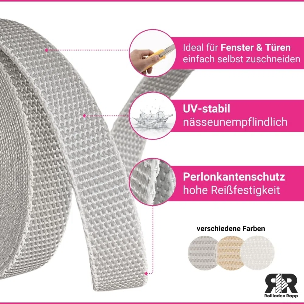 Gurtband 23mm Breite Farbe grau 50m-Rolle Rolladengurt für Rolladen [50m23grau]