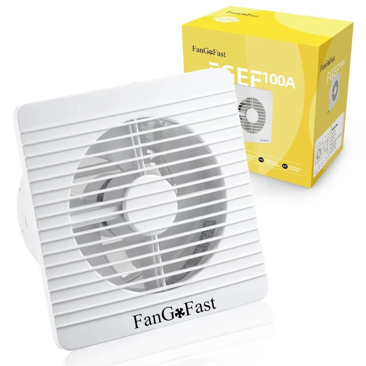 FanGoFast Badlüfter 100mm, Abluftventilator Leiser mit Rücklaufklappe, 12W Leistungsstarke Wandventilator Lüfter für Küche Bad Gewächshaus Garage