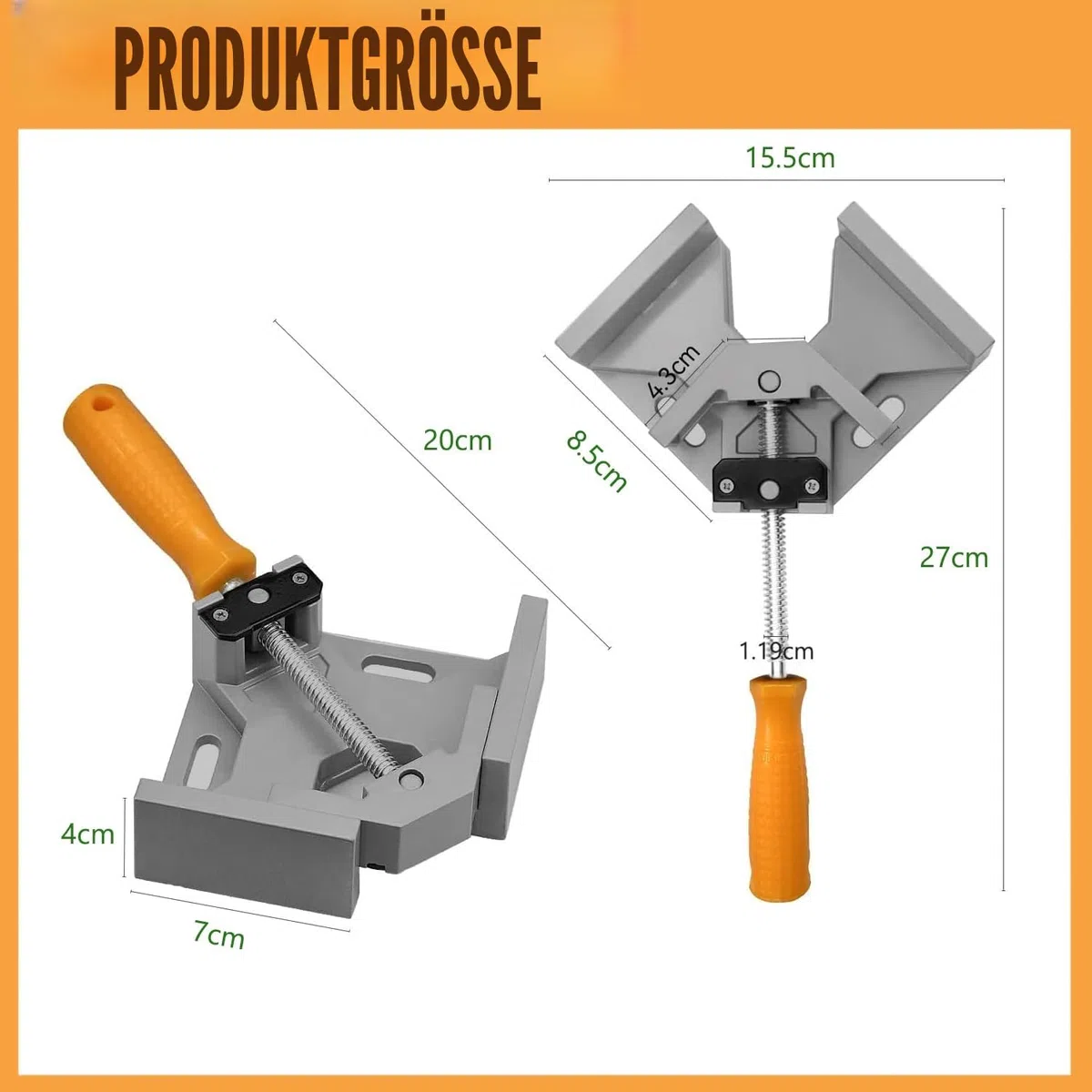 4 Stück Winkelspanner 90 Grad, Aluminium-Legierung Eckspanner, Mit Swing Kiefer, Single Handle, Winkelzwinge für Holzbearbeitung, Engineering Holzbearbeitung Fotorahme (4 Stück)