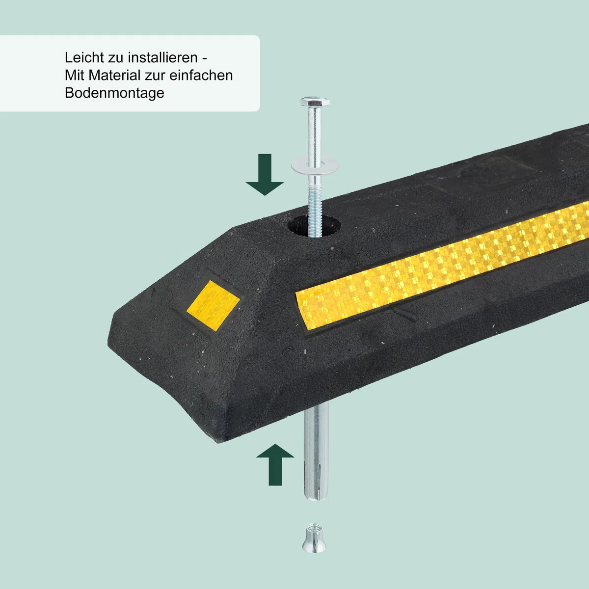 Relaxdays Radstopper, 2er Set, Anfahrschutz Garage, Reflektoren, HxBxT: 8,5 x 53 x 14,5 cm, Garagenstopper, schwarz/gelb