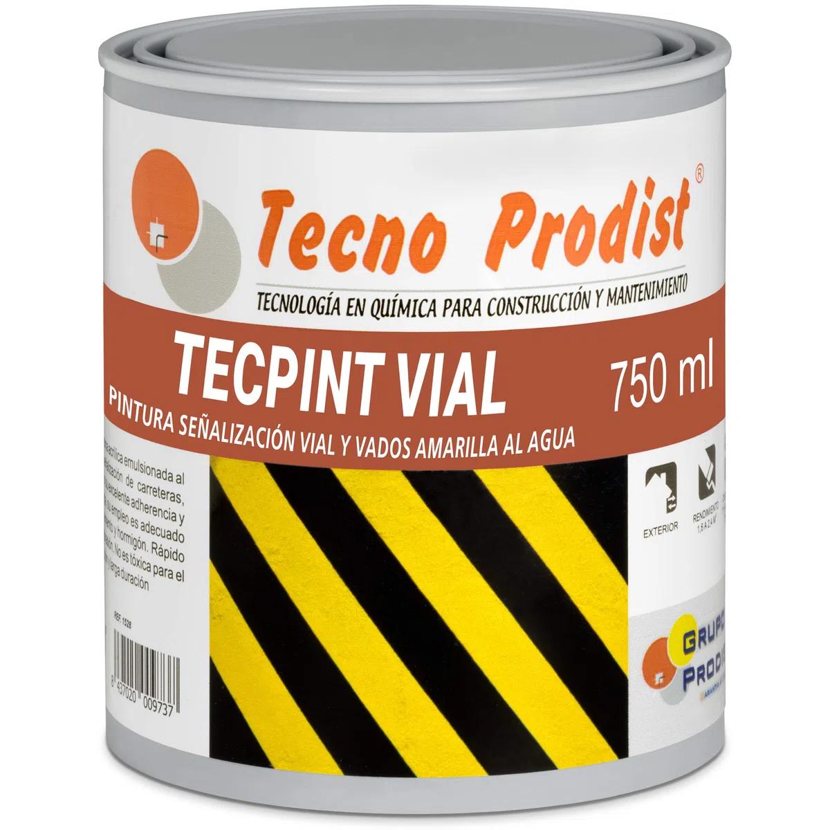 TECPINT STRASSE von Tecno Prodist - (750 ml) GELB Farbe auf Wasserbasis für Straßenmarkierungen, speziell für Furten, schnell trocknend, ungiftig