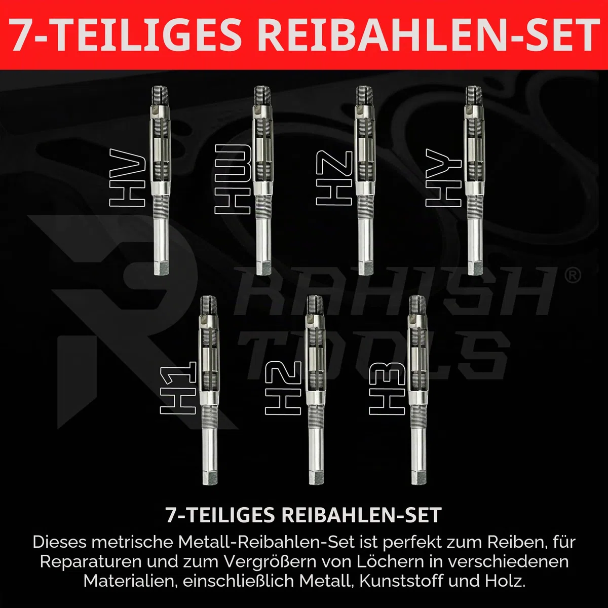 Verstellbares Handreibahlenwerkzeug HV bis H3 – 1/4" bis 15/32" Reibahlenwerkzeug für präzise Lochbearbeitung mit Klingen aus Kohlenstoffstahl – Für Metall und Holz – 6,35 mm – 11,90 mm