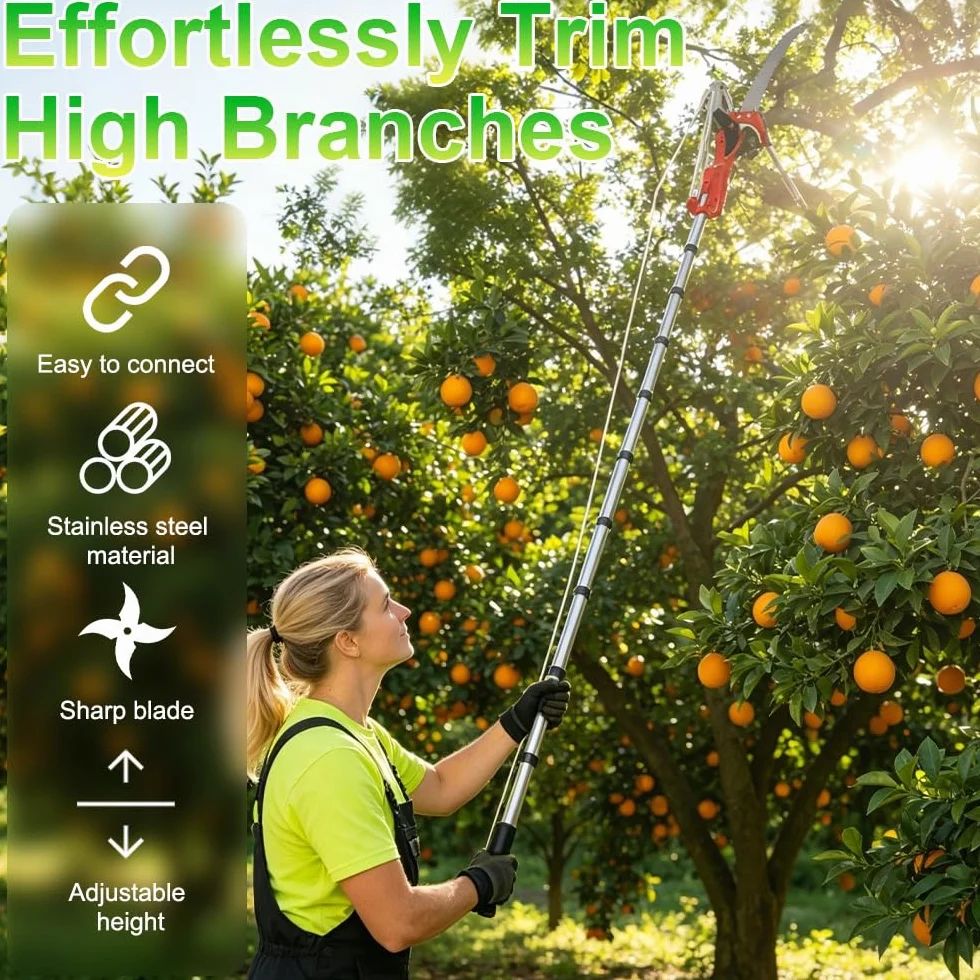 Astsäge Teleskop, SGZIOO Hochentaster Handsäge Einstellbare Länge, Baumsäge, Gartensäge, Baumschere, Leichte Teleskopstange zum Schneiden von hohen Ästen, Sträuchern im Garten, Wald, Dicke Stämme
