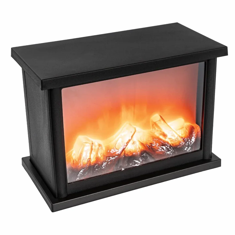 Ideen mit Herz LED-Kamin | Deko Kaminfeuer | elektrisch | batteriebetrieben | ohne Heizung | realistischer Feuer-/Flammen-Effekt | 25,5 x 13,5 x 18 cm | mit Timer (6 Stunden AN | 18 Stunden AUS)