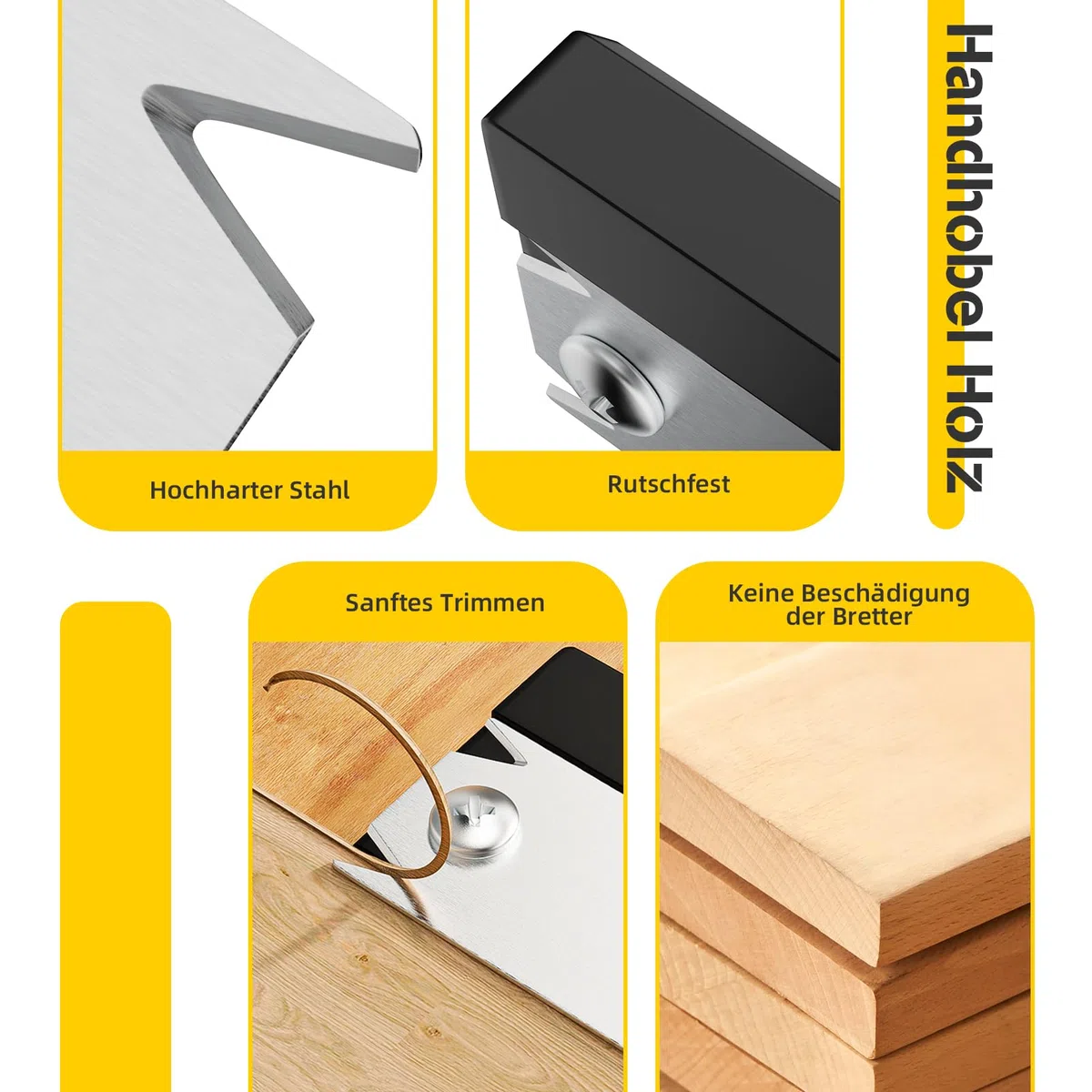 Kantenhobel Holz, Mini Handhobel, Kantenschneider Umleimer mit 1 Ersatzklinge für Holz PVC ABS, Holzbearbeitung Rutschfest Einhandhobel Schwarz