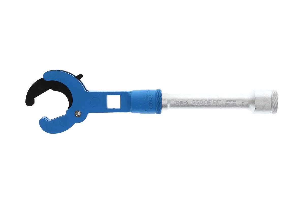 GEDORE Hahnblockschlüssel mit Verlängerung, 1/2", für Euro-Konus-Hahnblöcke mit Nocken-/Sechskantverschraubung, flach, 381000
