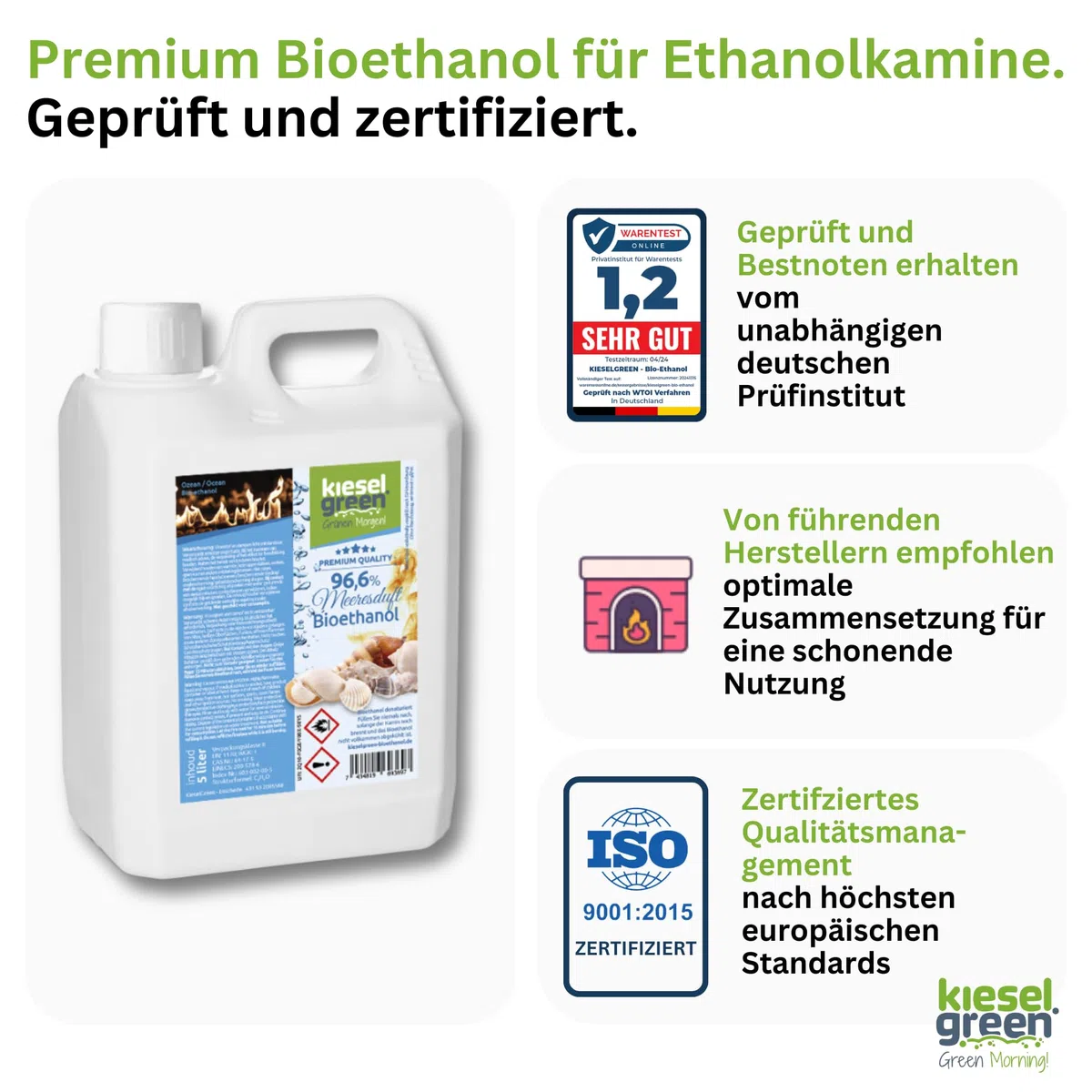 Bioethanol 5 Liter mit Duft für Ethanol-Kamin, viele Sorten - Bio Ethanol als Raumduft in vielen Duftnoten - Parfüm für Bio Ethanol Kamin Indoor oder Bioethanol Tischfeuer (O,5)