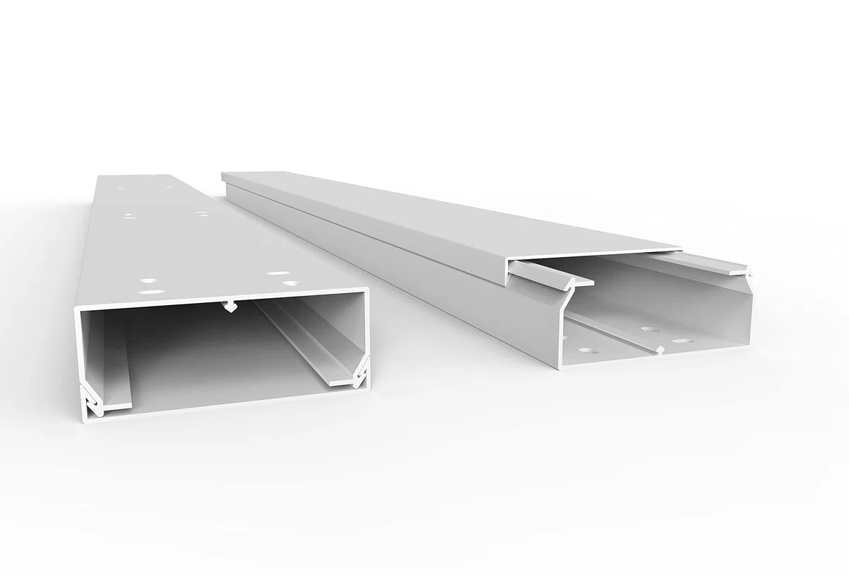 1 m Kabelkanal L x B x H 1000 x 100 x 40 m, PVC, Kabelleiste, Schraubbar, weiß, reinweiß
