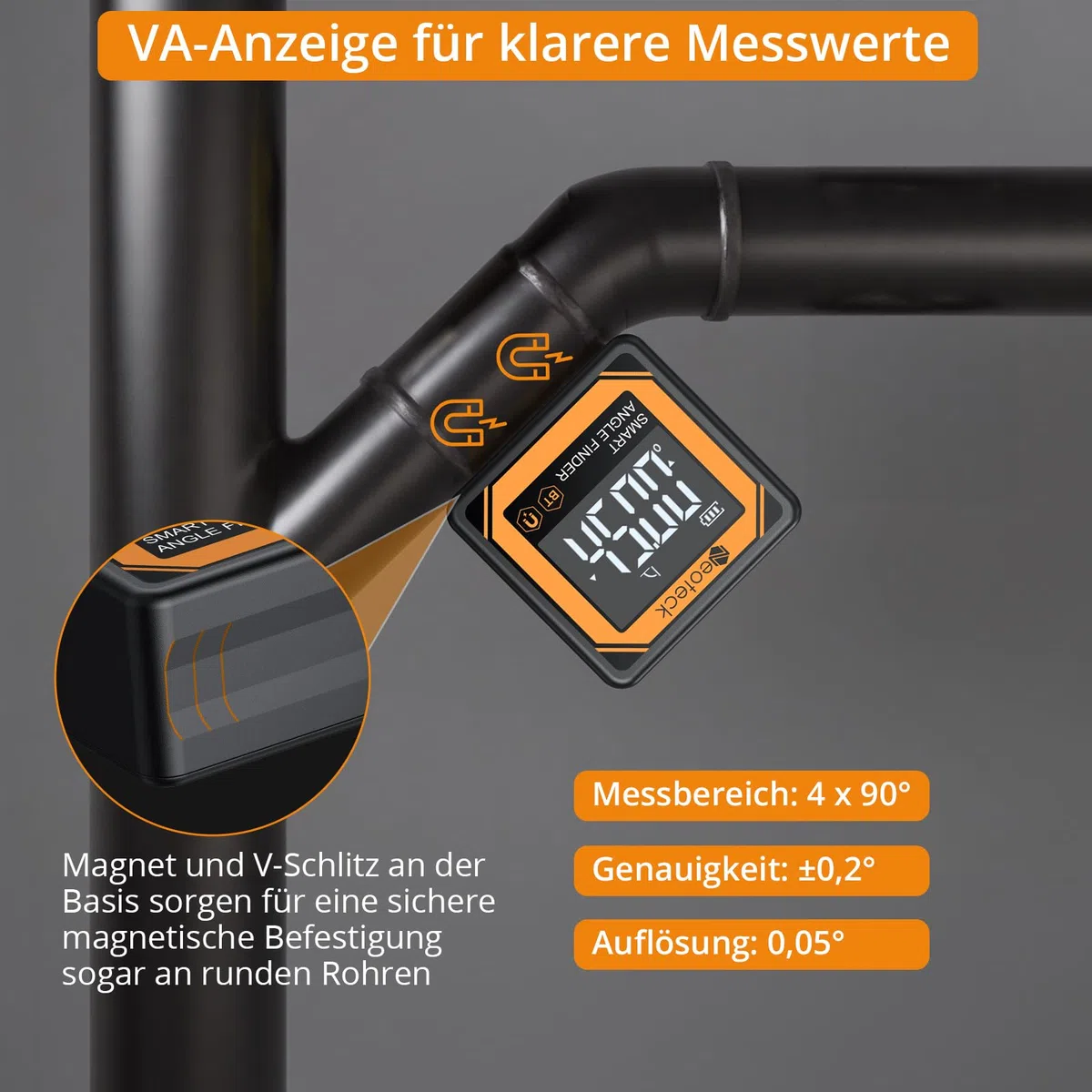 Neoteck Digital Neigungsmesser Mini mit Drahtloser Übertragung Tragbare Digital Winkelmesser Level Box für Holzverarbeitung, Bauwesen, Maschinenbau