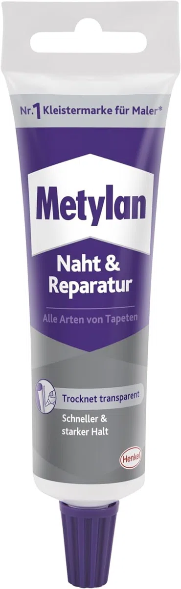Metylan Raufaser, Tapetenkleister für Raufasertapete (1x180g) & Metylan Naht- und Reparaturkleber (1x60g) & Metylan Tapetenablöser Aktiv-Konzentrat, löst problemlos (1x0,5l)