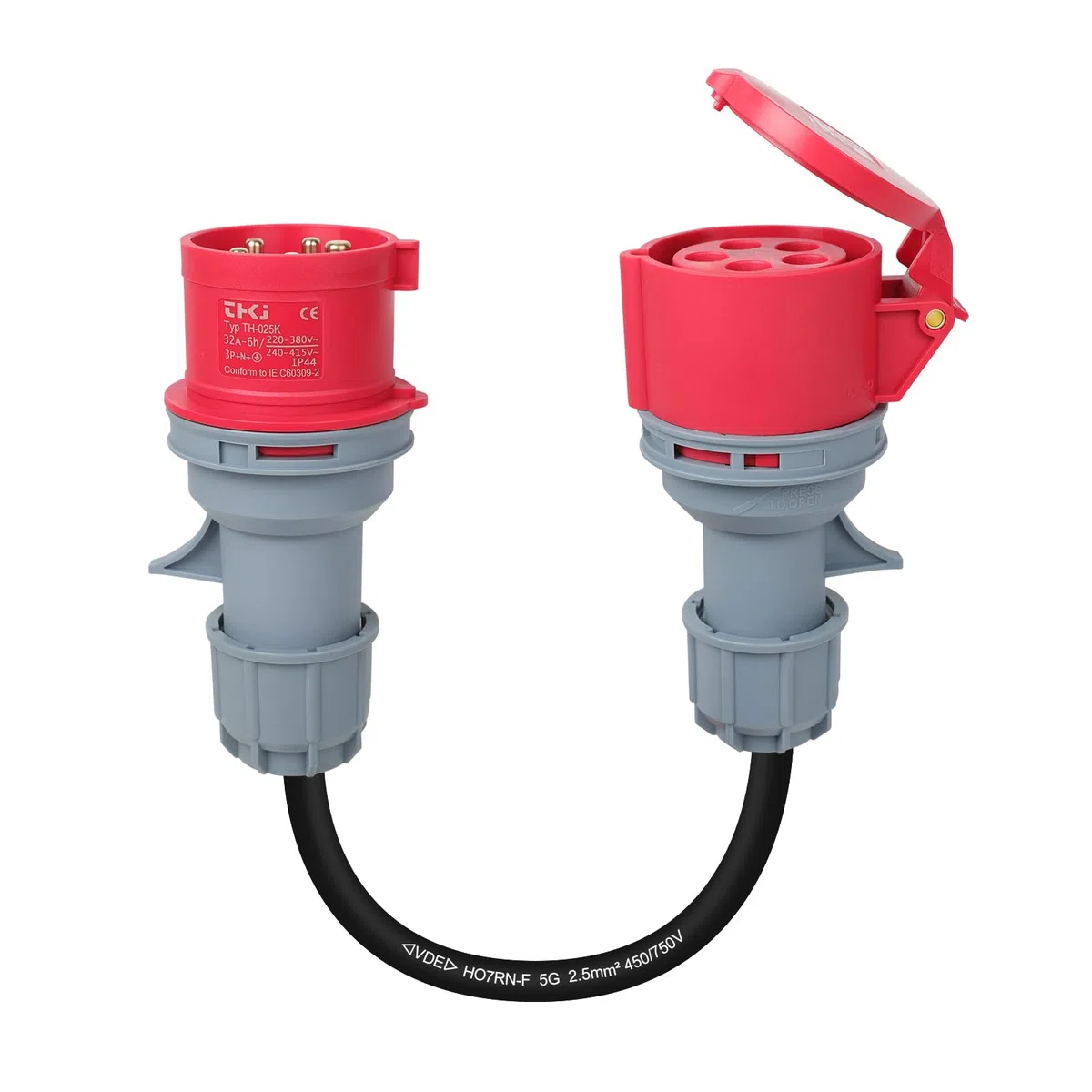 AOHEWEI 5-poliger CEE-Adapter 32A auf 16A, 415V 3-phasig 0,5 Meter CEE-Stecker-zu-Steckdosen-Konverter 5 x 2,5 mm² Hochleistungskabel, IP44 wasserdichte Kupplung für EV-Ladegeräte und Industriegeräte
