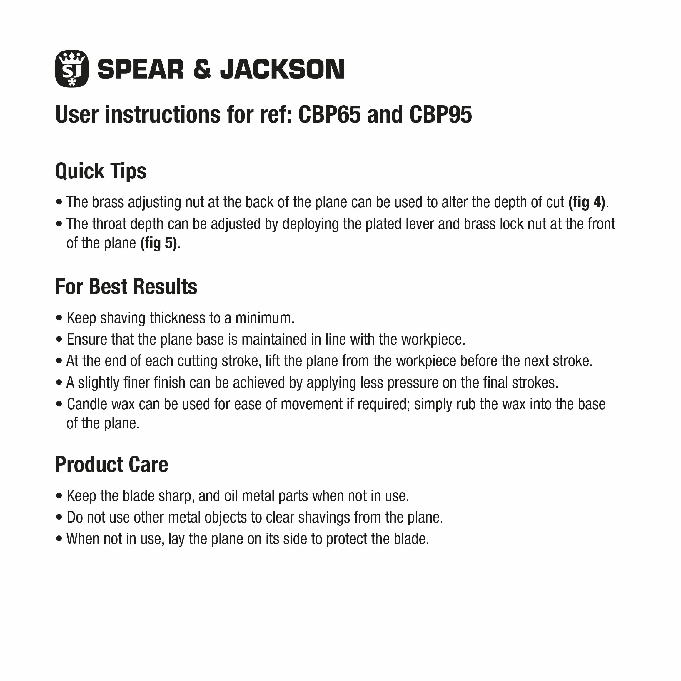 Spear & Jackson CBP95 Tischler-Einhandhobel Nr. 9 1/2