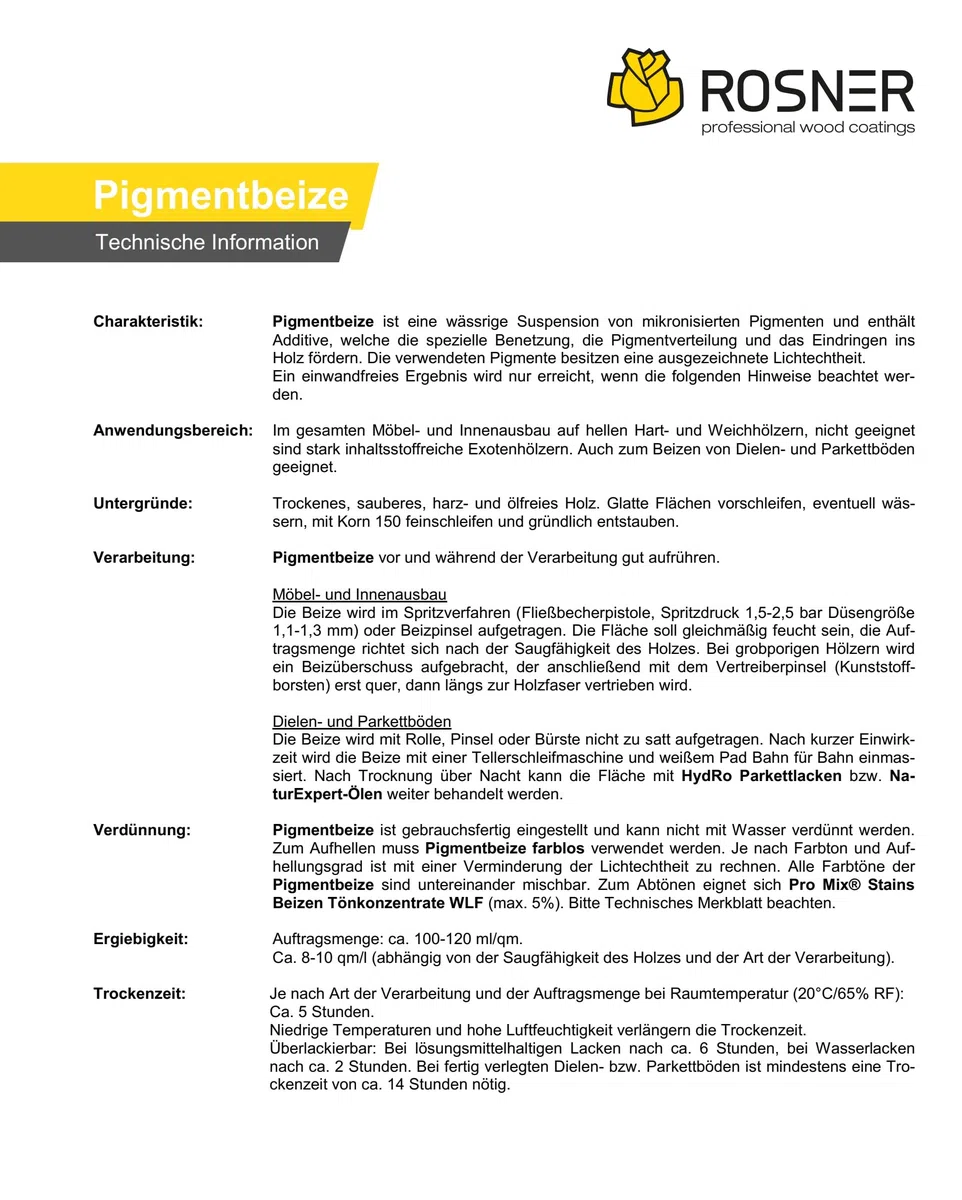 Rosner Pigmentbeize 1L,super weiß,Beize,Holz,Suspension,Pigmenten,Parkettboden