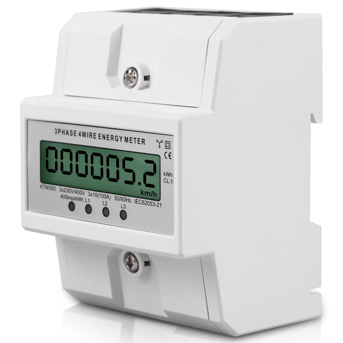 3 Phasen Stromzähler, 100A Drehstromzähler Geeicht Stromzähler mit LCD-Display, 50/60Hz Digitaler Stromzähler 3-Phasen 4-Draht für DIN Hutschiene Zwischenzähler Strom Geeicht