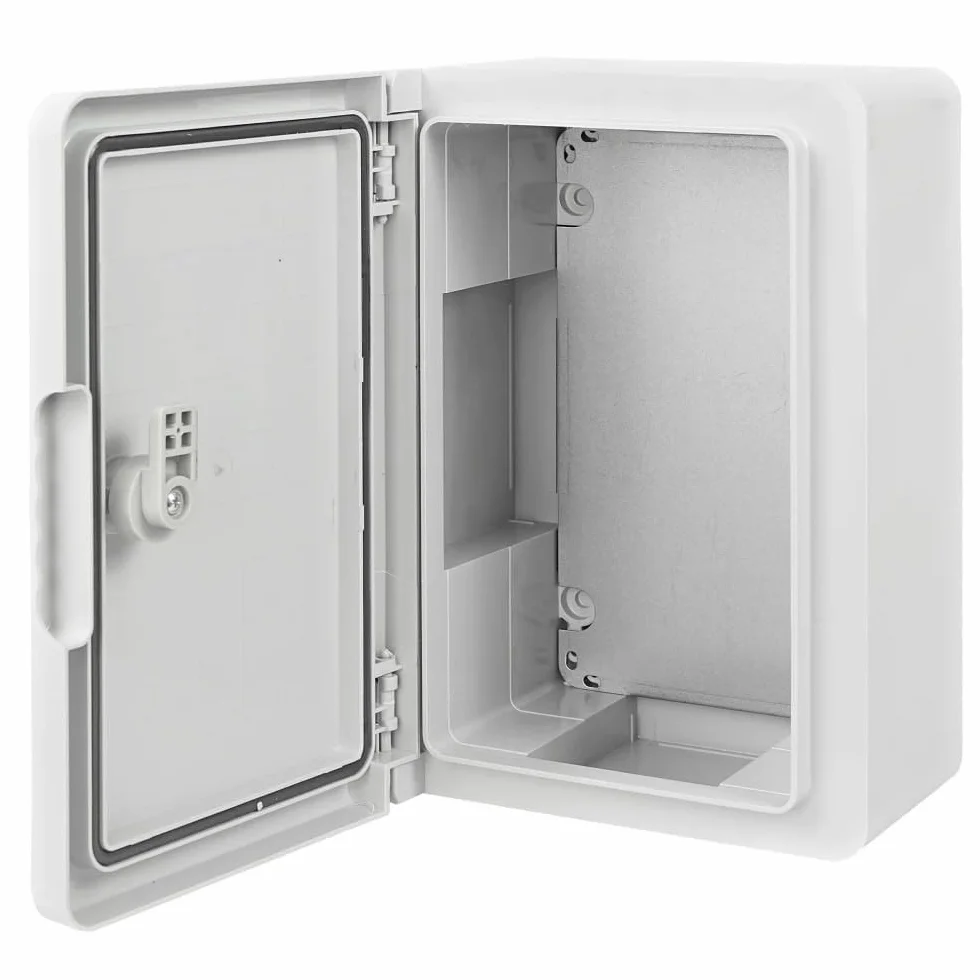 Wandverteilerschrank mit verzinkter Montageplatte, industrielle Steuerbox aus ABS-Kunststoff, mit Tür, Schutzart IP65, Größe 200 x 300 x 130