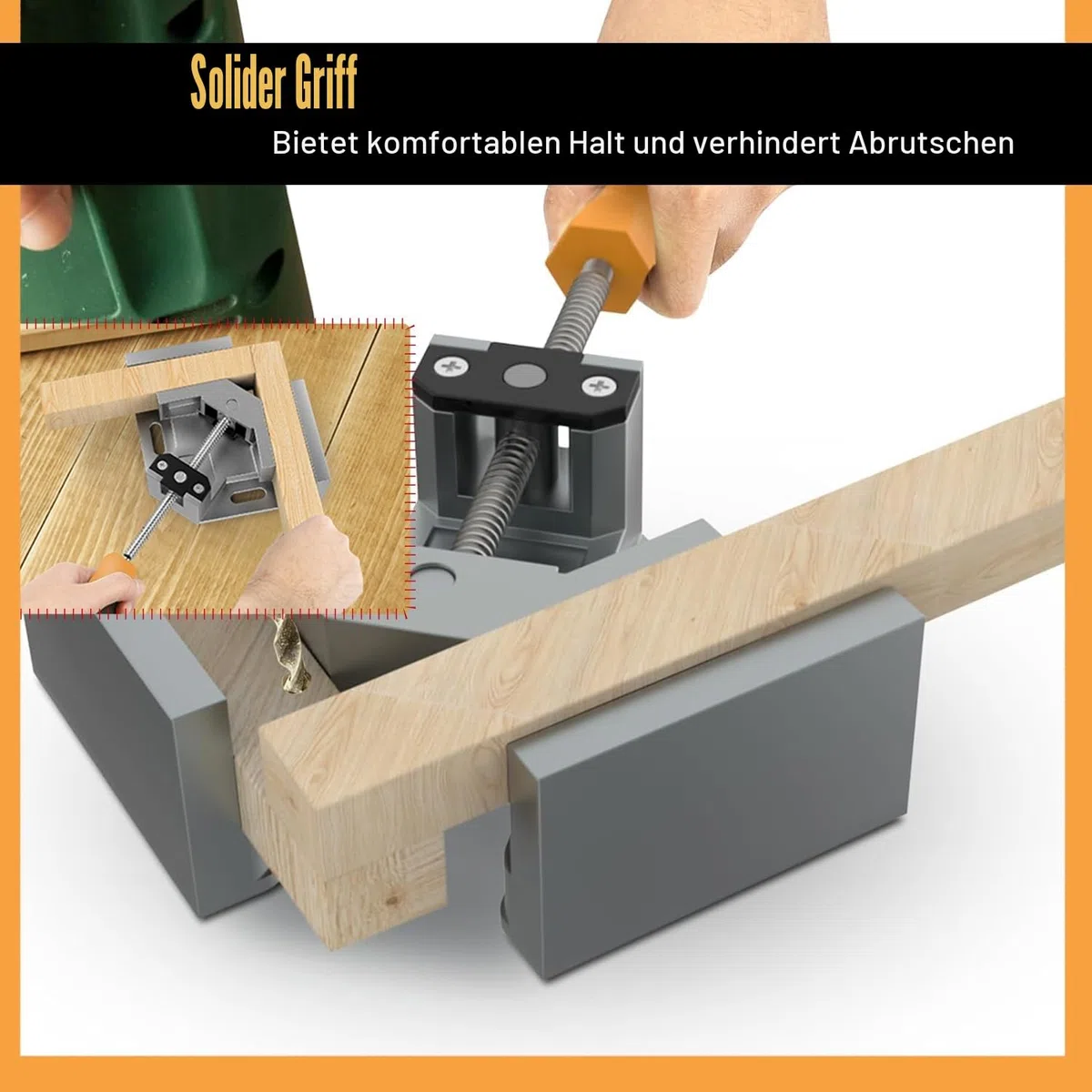 4 Stück Winkelspanner 90 Grad, Aluminium-Legierung Eckspanner, Mit Swing Kiefer, Single Handle, Winkelzwinge für Holzbearbeitung, Engineering Holzbearbeitung Fotorahme (4 Stück)