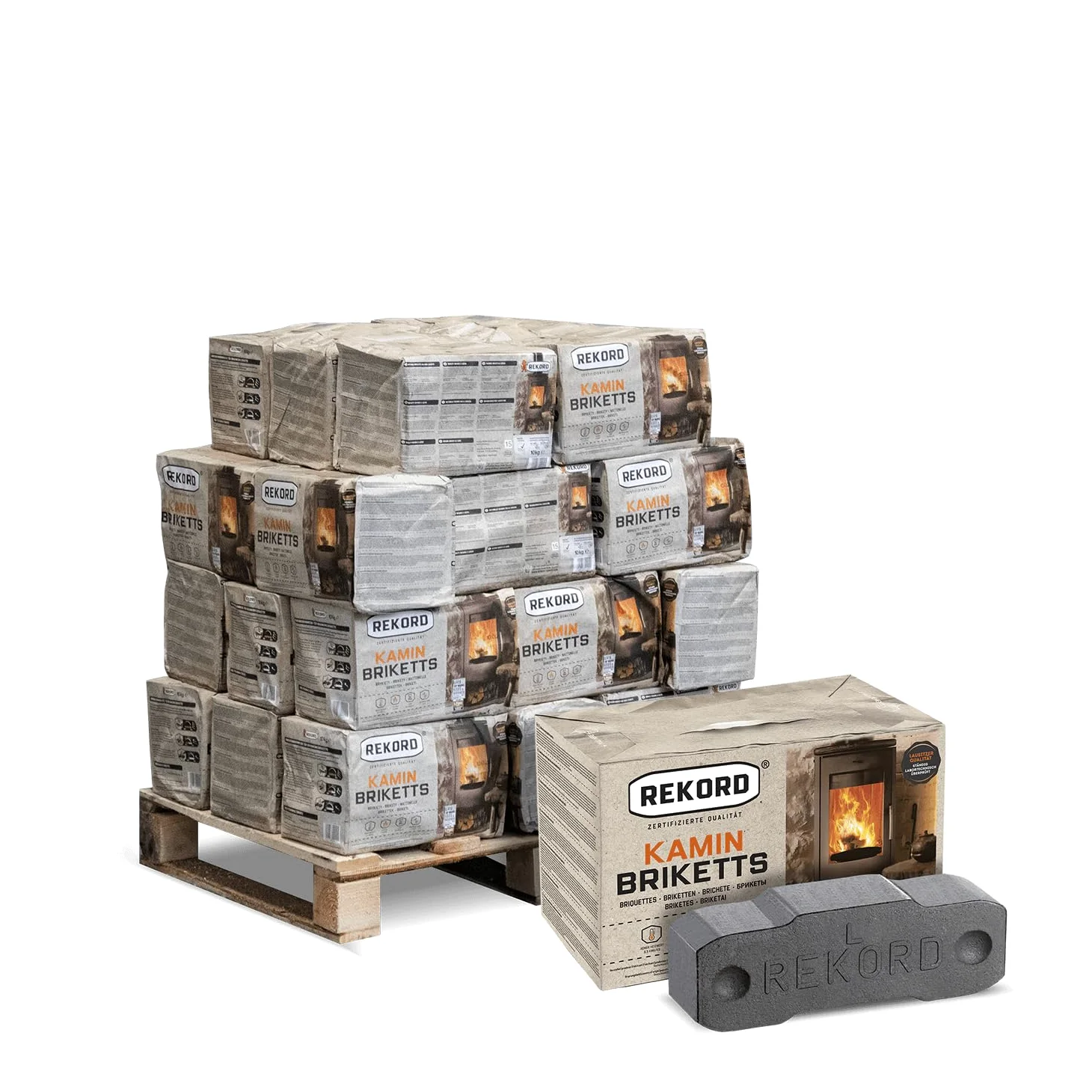 Braunkohle Briketts Kohle Heiz Brikett Kamin Ofen Bündel 10kg x 30 Gebinde 300kg / 1 Palette Rekord