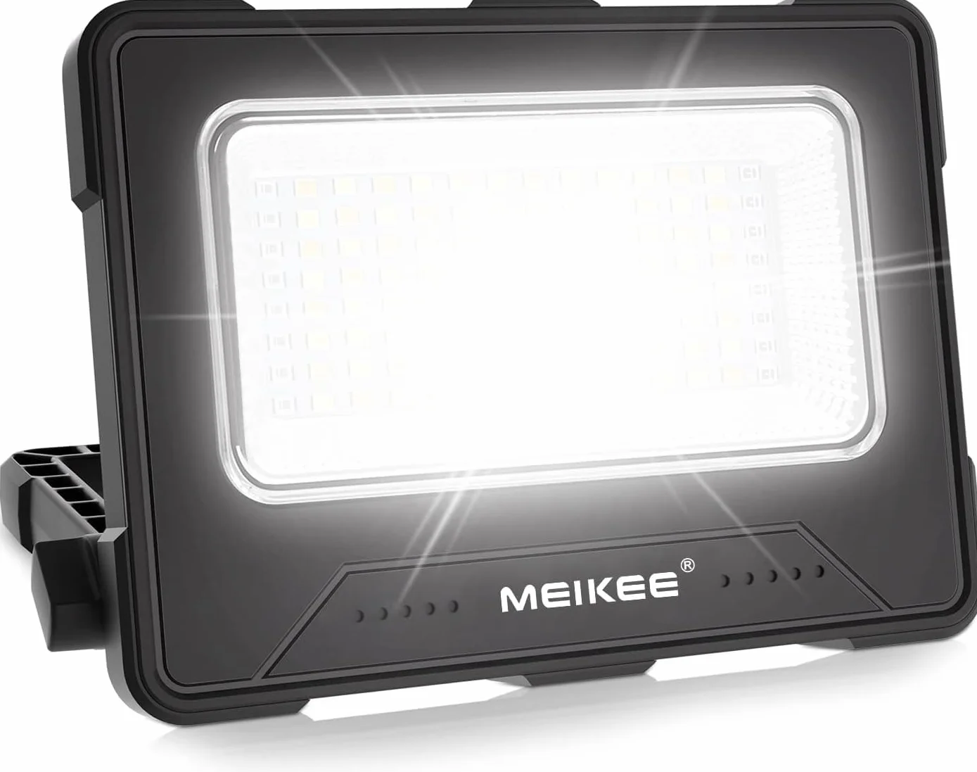 MEIKEE 80W LED Baustrahler 12000MAH Led Arbeitsleuchte Akku Strahler 4 Lichtmodi Campinglampe Tragbar 5 Helligkeiten Solar USB-Aufladung Akku Lampe für Camping, Garage, Bau, Reparatur, Notfall