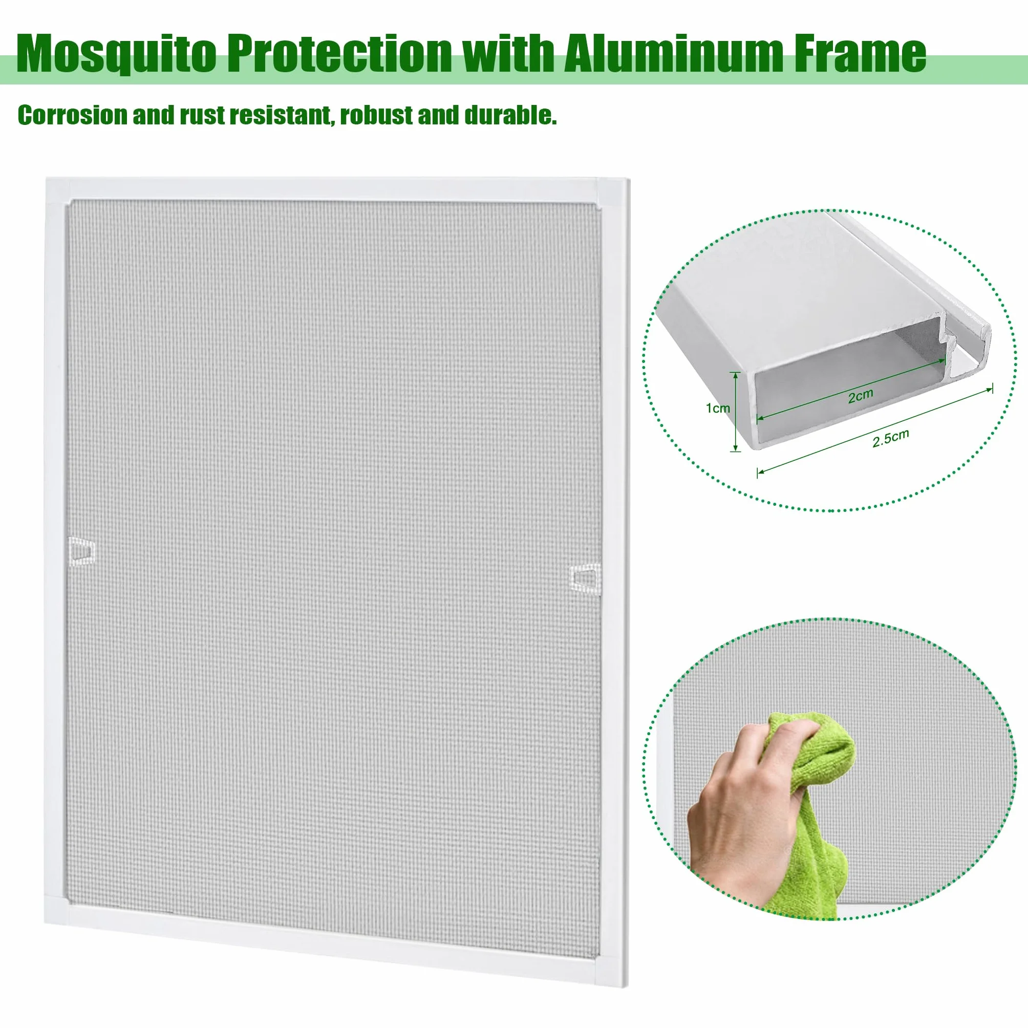Fliegengitter Fenster Fliegenschutz Mückengitter aus Moskitonetz & Aluminium Fensterrahmen 100x120cm Fliegenschutzgitter ohne Bohre Insektenschutz & Pollenschutz Fliegennetz (Weiß)