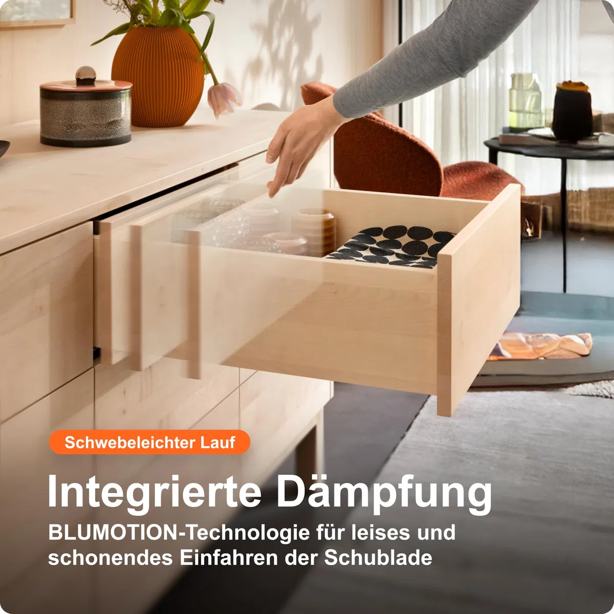 blum Tandem Vollauszug 550mm I Unterflurführung unsichtbar unter Schublade I Schubladenauszug Softclose mit blumotion Dämpfung I Auszug für Küchenschrank und Möbelbau I Schienensystem 1 Paar