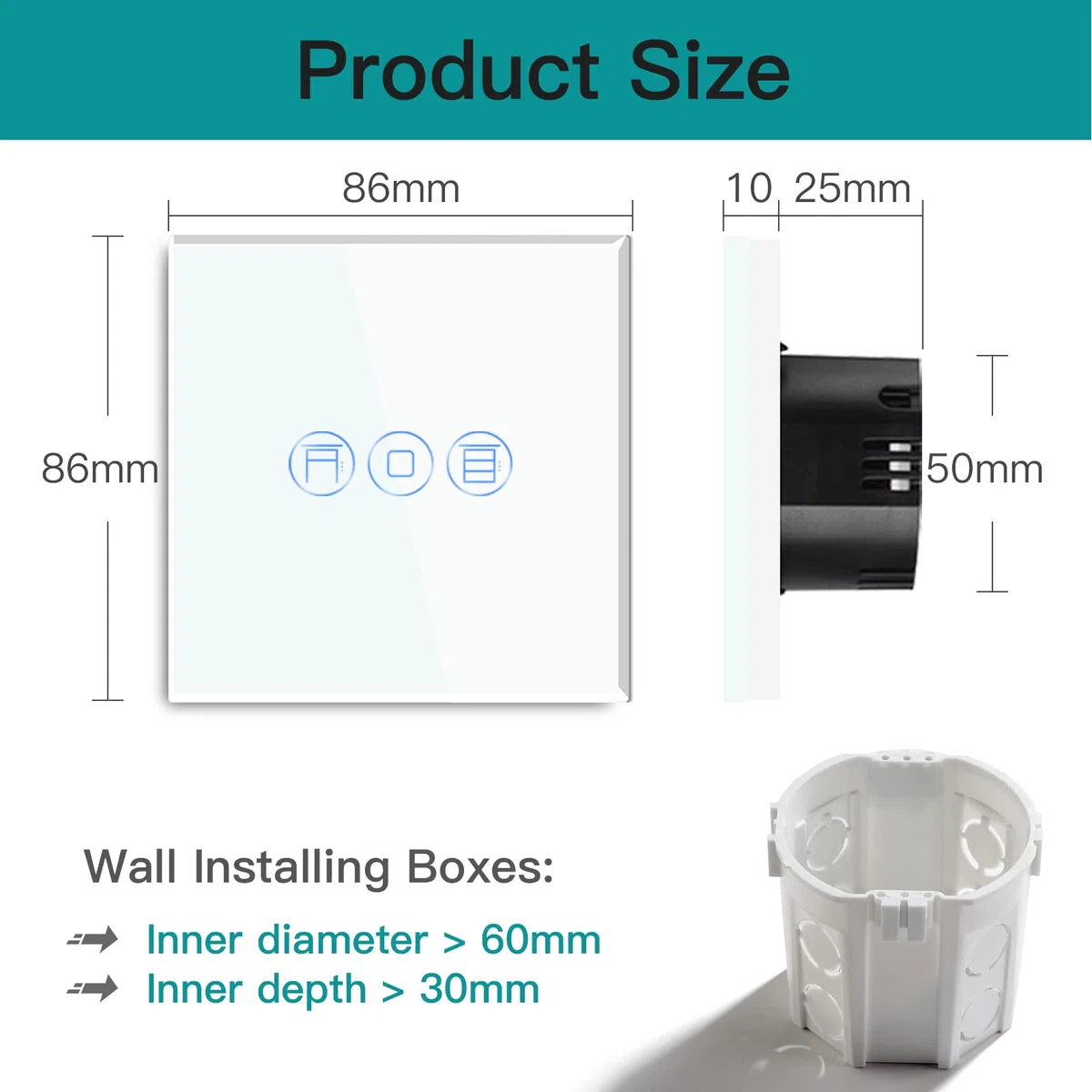 BSEED WLAN Rollladenschalter Smart Lichtschalter (Neutralleiter Erforderlich) Alexa und Google Home Work mit Tuya WIfI Schalter aus Glas Weiß