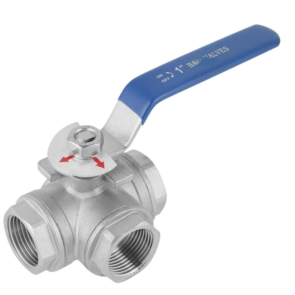Edelstahl-Kugelhahn Typ T, mit Drei-Wege-Ventil, Innengewinde 1 Zoll DN25, einfache Handhabung, Reparatur und Vielseitigkeit (1 Stück)