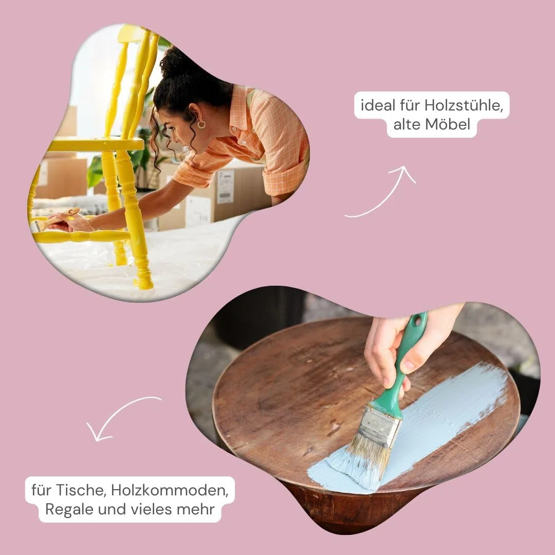 Kreidefarbe für Möbel 750ml, Möbellack, Möbelfarbe ohne schleifen, Kreidefarbe für Holz (Traumhaftes Weiss)