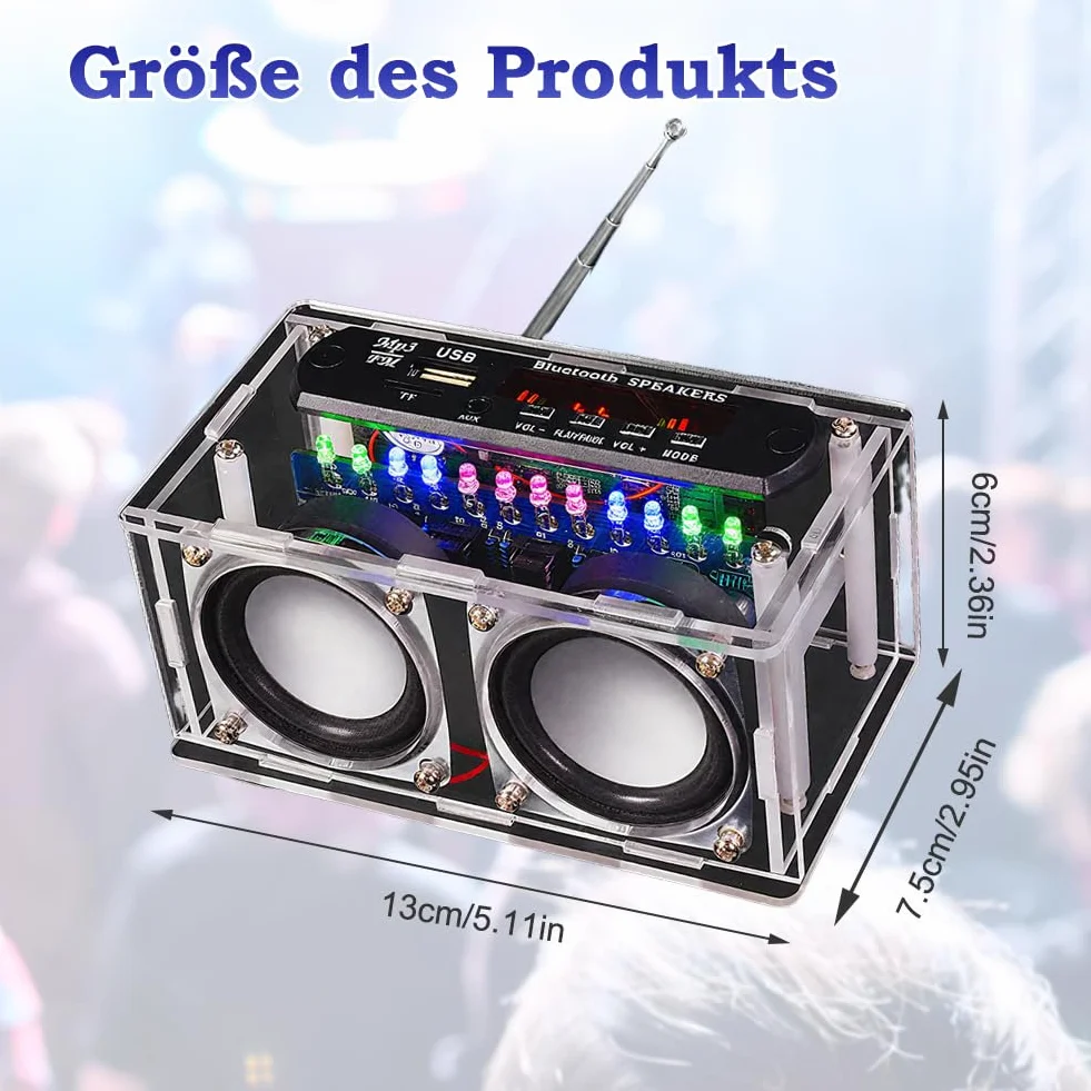 Elektronik Lötbausätze Set - Bluetooth Lautsprecher Bausatz mit FM Radio & Sprachaufnahme, Musikspieler mit Fernbedienung & LED-Licht Löten Lernen DIY Kit Geschenk für Erwachsene, Kinder ab 14 Jahren
