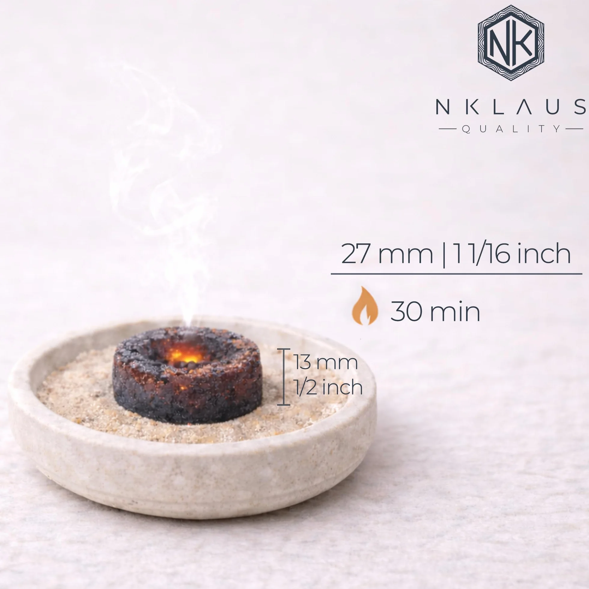 NKlaus 240 Stück Räucherkohle Ø 27mm schnellzündend 40 Rollen Set 40163