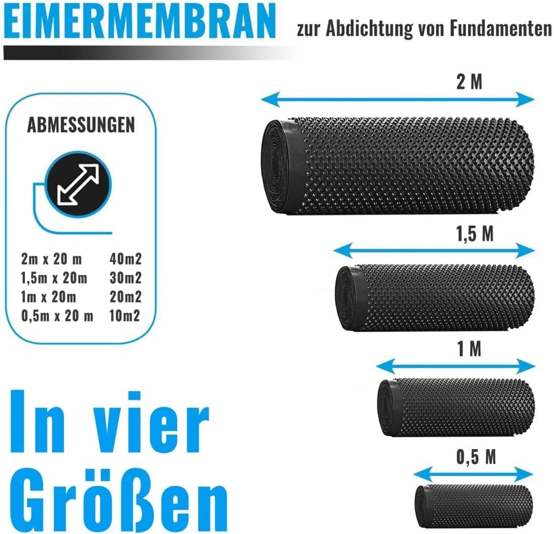 Noppenbahn Hochbeetfolie Drainage Mauerschutz Dichtungsbahn Grundmauerschutz Noppenfolie 1,0 m x 20 m - 20 m²