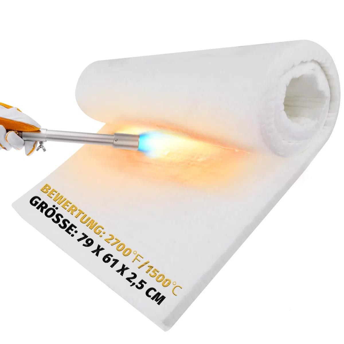 Keramikfaser-Isolierdecke, 1500°C/2700°F (79 x 61 x 2,5 cm), feuerfeste Isolierung für Geschirrspüler, Öfen, Schmieden, Boiler, Pizzaöfen und mehr