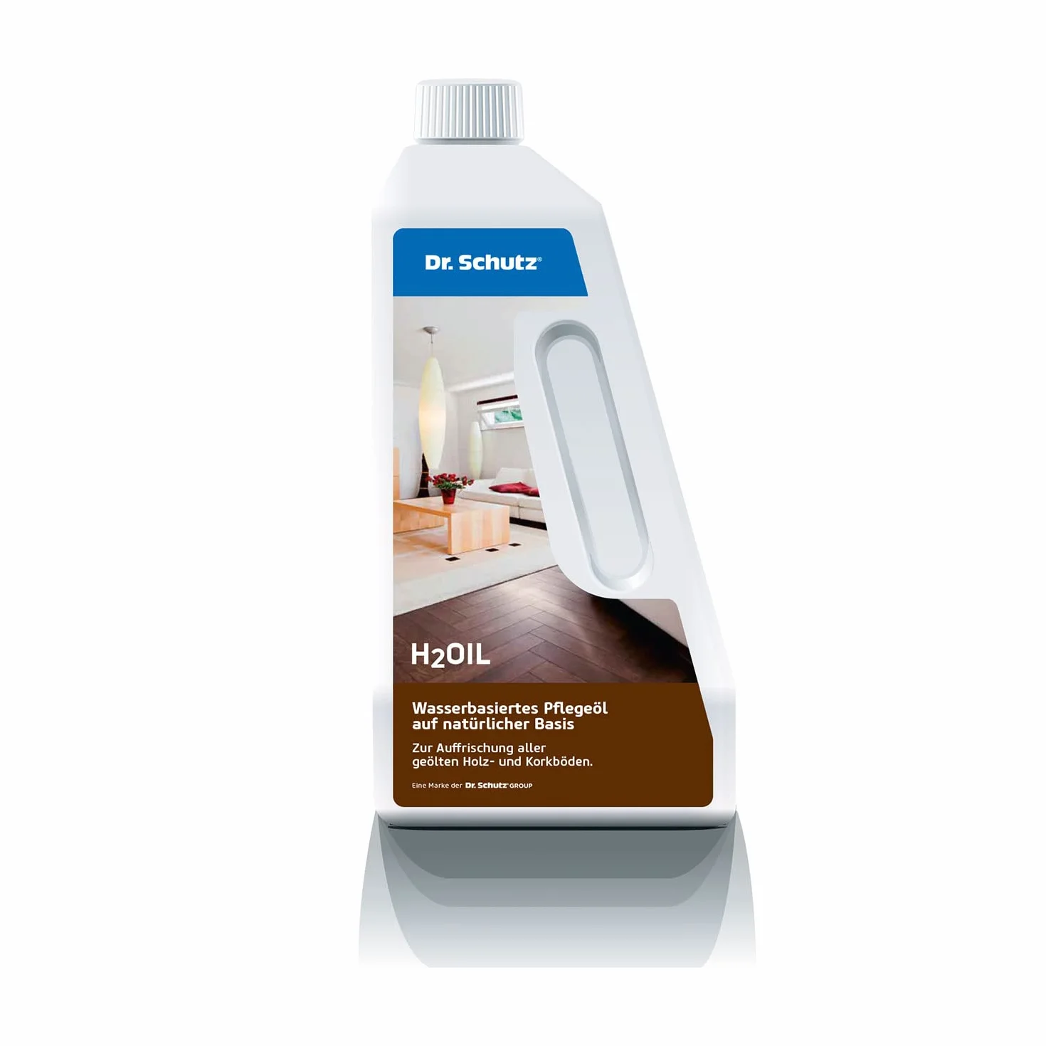 Dr. Schutz H2Oil Parkett Öl wasserbasiert 750 ML | seidenmatte Optik | Auffrischung aller geölten Holzböden und Parkett, Korkboden | optimaler Schutz | Parkettpflege Parkett Öl, 2140075005, Klar