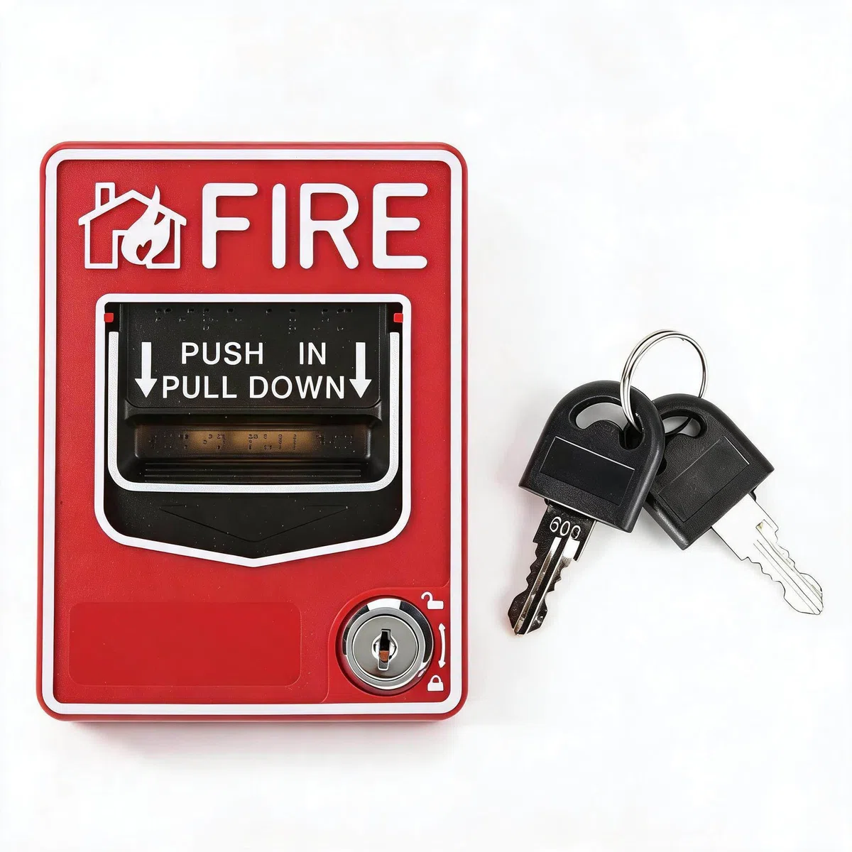 Feuermelder, manuelle Zugstation mit doppelter Aktion Brandmelder-Rufpunkt-Ton- und Lichtalarm mit Tastensperre für das Home Office Hotel Restaurant