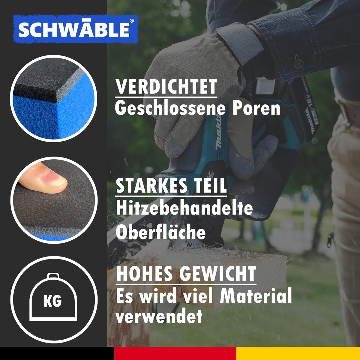 SCHWÄBLE® Schaumeinlage Schaumstoffeinlage für Makita Akku-Bohrhammer DHR243