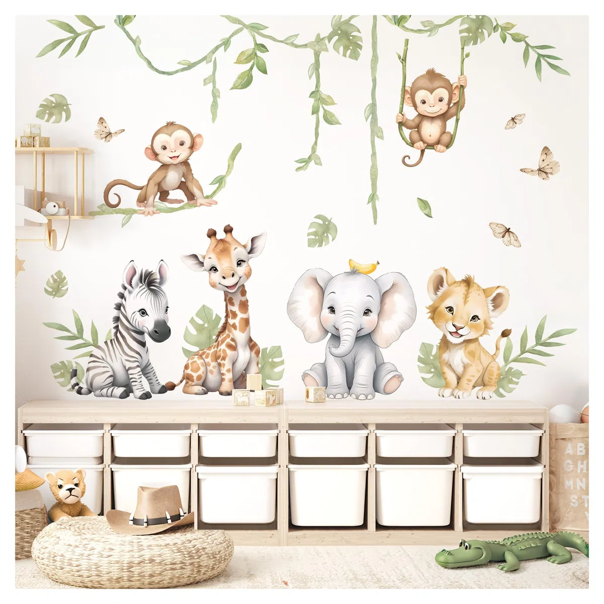 Little Deco Wandtattoo Safaritiere Giraffe Löwe Elefant DL5130 XL