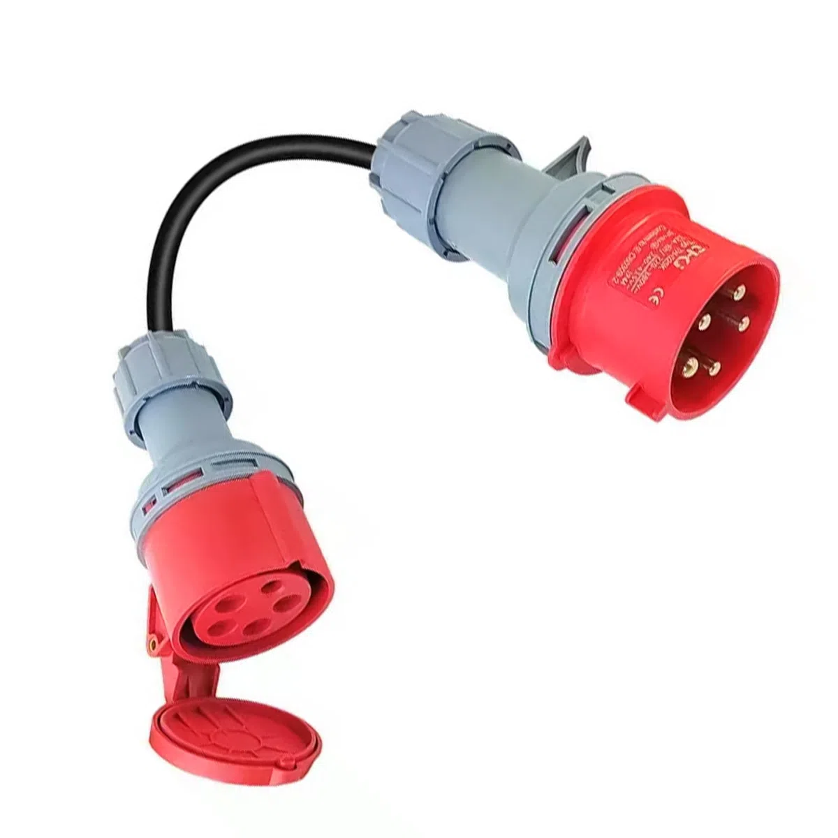 CEE Adapter 32A Auf 16A, Starkstrom Adapter mit 50 cm Kabel, IP44 Schutz, 5-polig, Starkstrom Verteiler 400V, Adapter für Elektroauto Zubehör für Werkstätten Industrie und Baustellen
