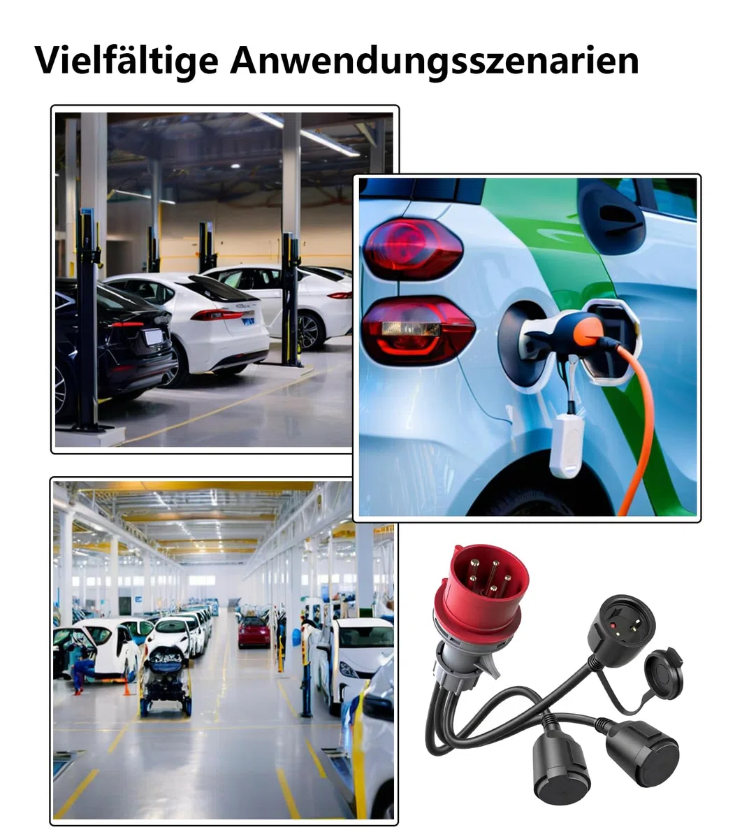 CEE Adapter Starkstrom Verteiler 16A 400V auf 230VX3X1.5mm²,cee stromverteiler 16a,Starkstrom adapter 400V auf 230v mit Klappdeckel & Schutzkontaktsteck IP44 für Industrie Caravan Außenber