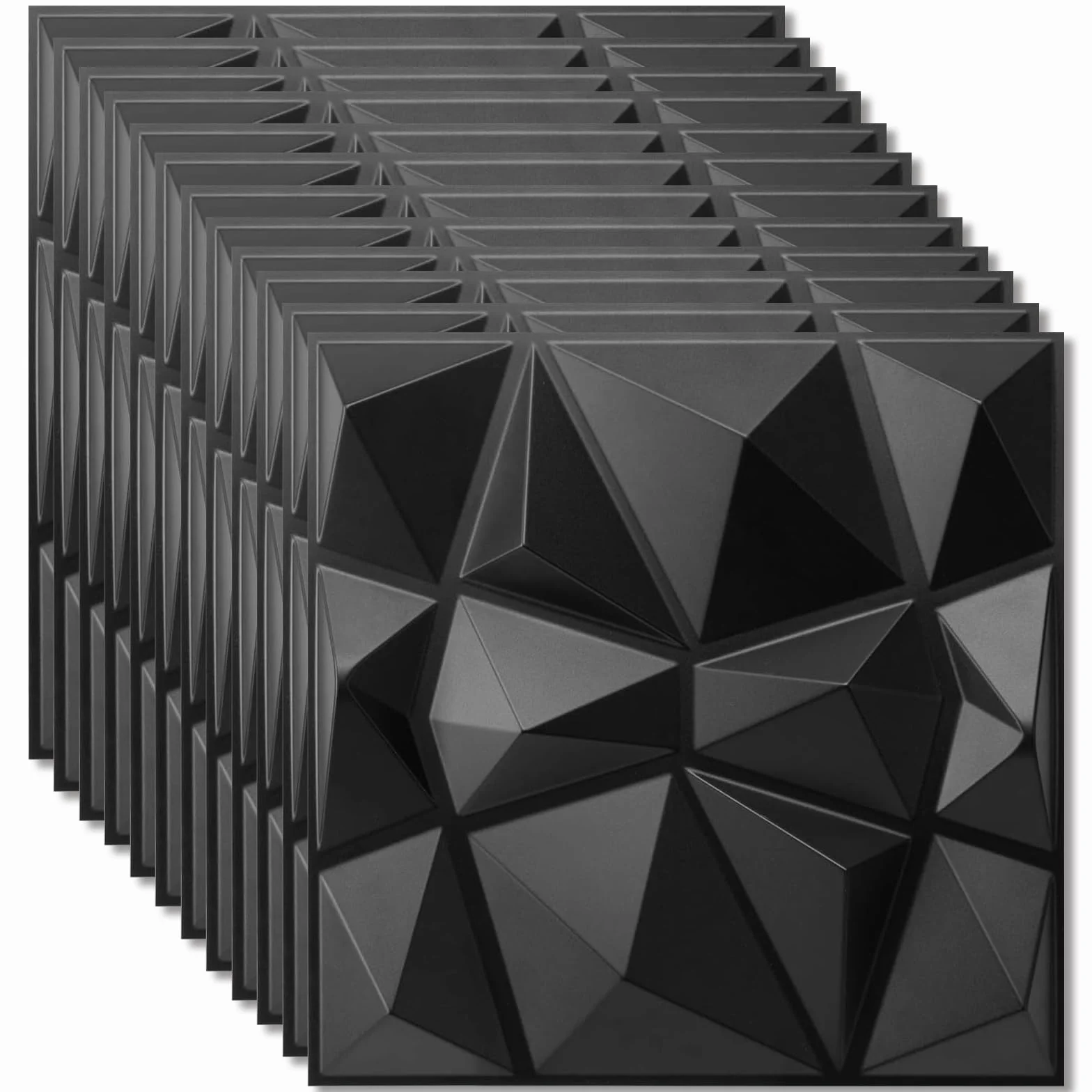 3D Wandpaneele 3D Paneele PVC Platte 3D Wandpaneele 3D Wall Panels Fassadenverkleidung Deckenplatten Gaming Wall Panels Paneele Tapete Schwarz für Wohnzimmer, Schlafzimmer 12 Stück