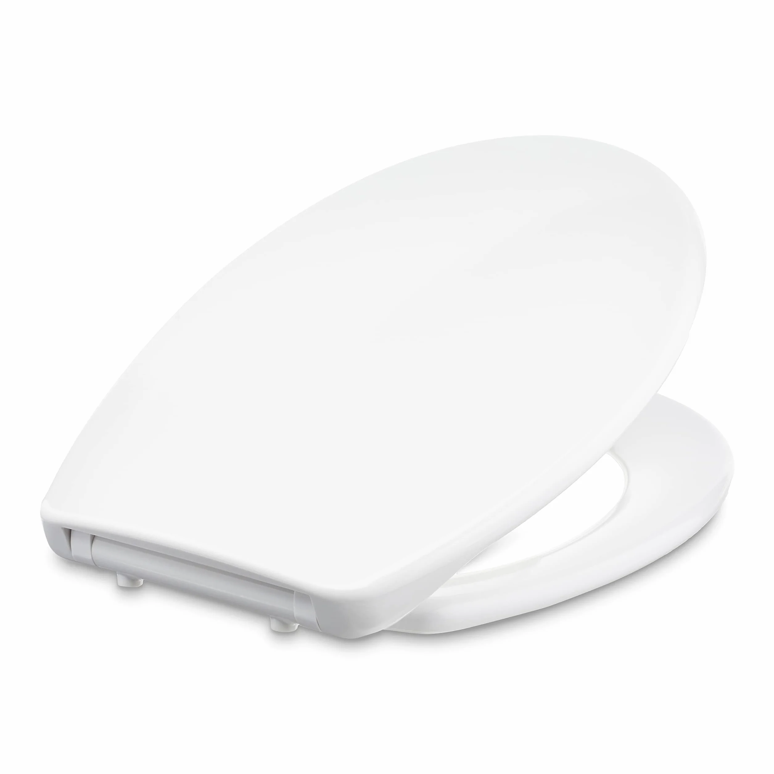 Amazon Basics Oval Robuster WC-Sitz aus Urea-Material mit Absenkautomatik, leicht abnehmbar, 37 x 42.5 cm, Universalgröße, Weiß