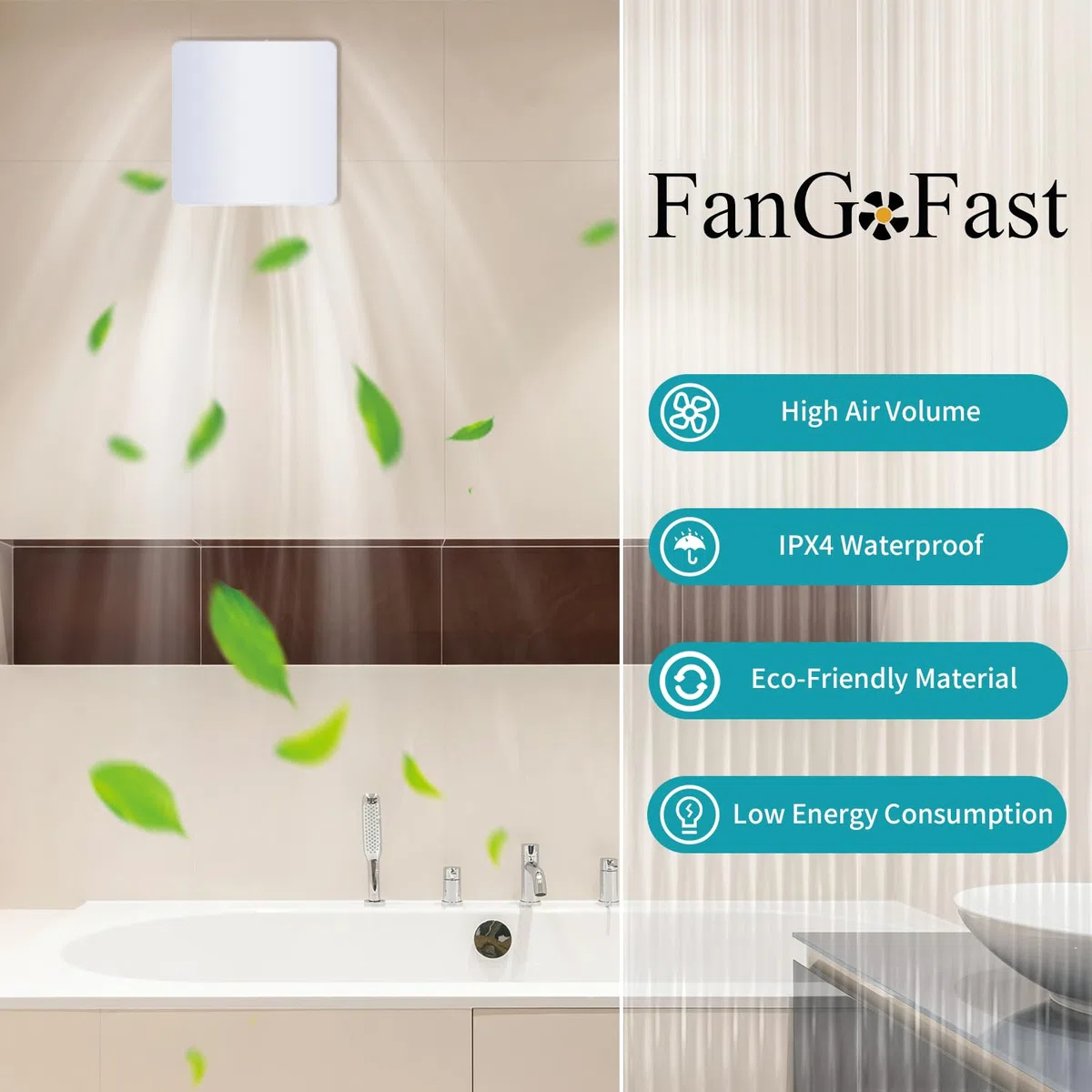 FanGoFast Badlüfter 100mm, Abluftventilator Leiser mit Rücklaufklappe, 12W Leistungsstarke Wandventilator Lüfter für Küche Bad Gewächshaus Garage