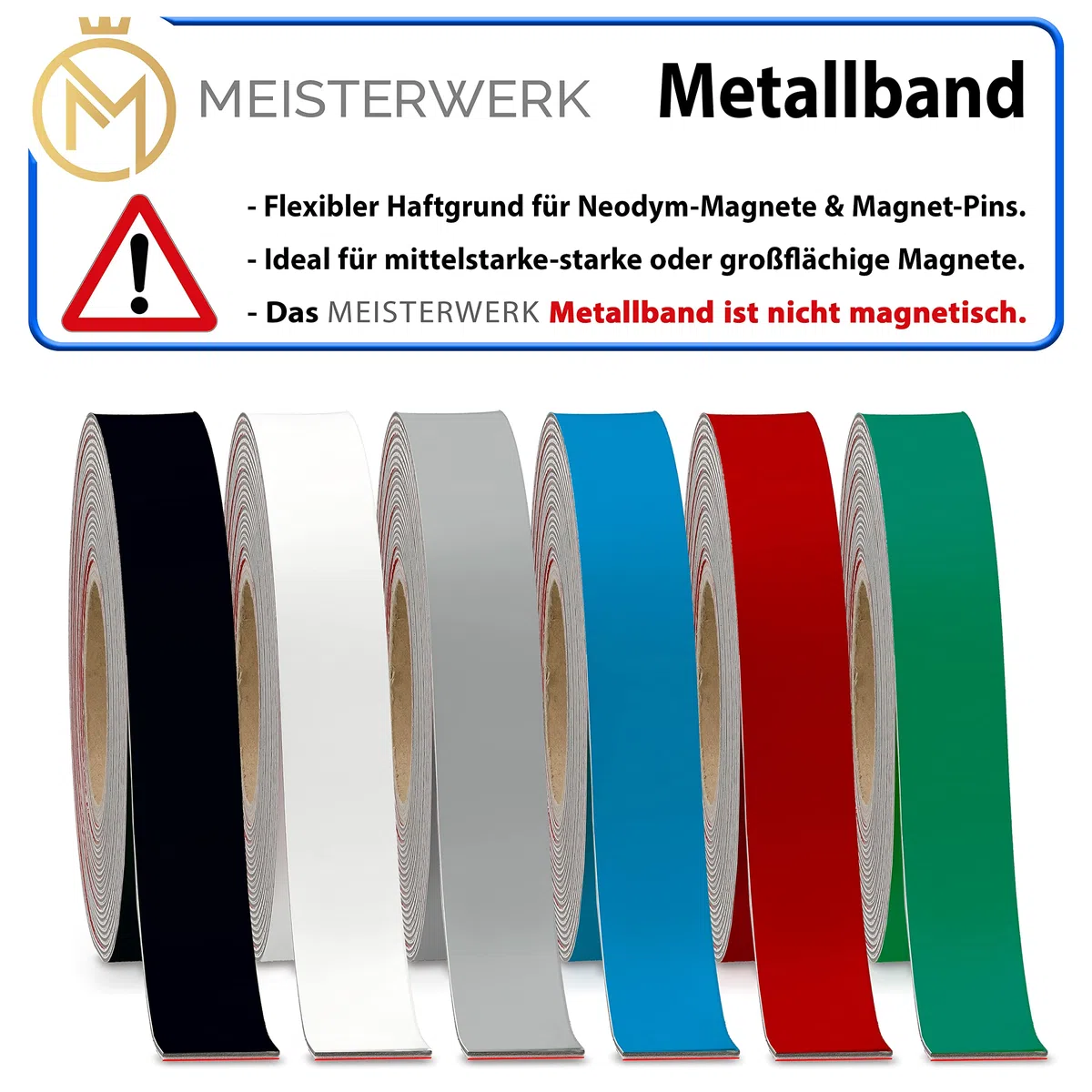 MEISTERWERK Metallband Selbstklebend Für Tonies, Magnete & Tonie Tribüne Mit Starkem Schaumstoffkleber - Magnetband Und Magnetleiste
