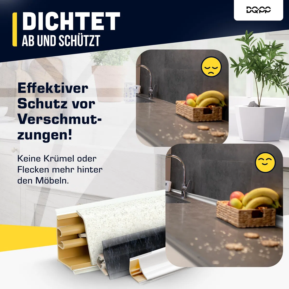 DQ-PP 3m WINKELLEISTE – Eiche Siena – 23 x 23mm – PVC – GRATIS Schrauben – Küchenleiste Arbeitsplatte Abschlussleiste Leiste Küche Küchenabschlussleiste Wandabschlussleiste Tischplattenleisten
