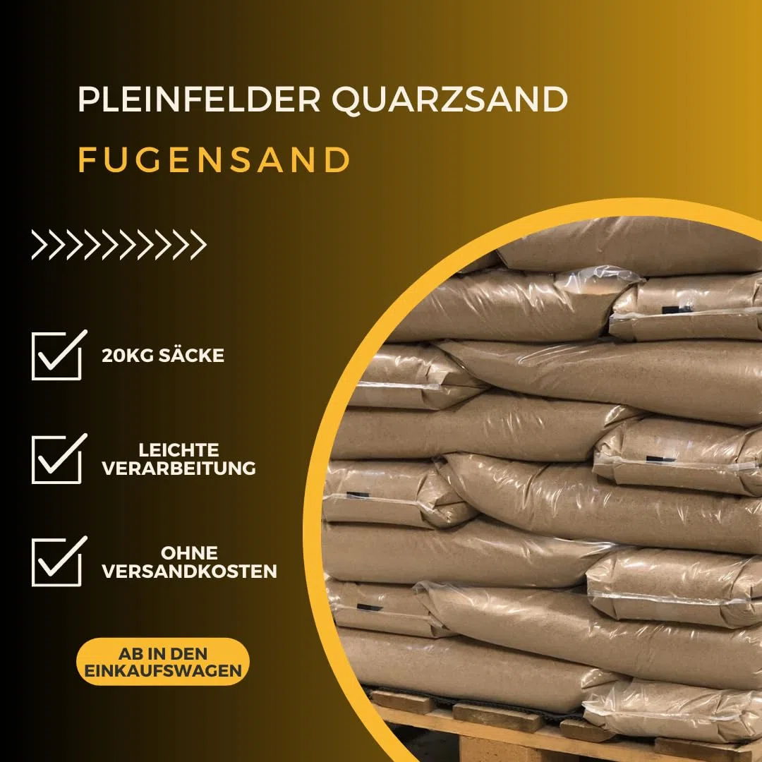 Fugensand, Einkehrsand, feuergetrockneter Quarzsand, rieselfähig, Körnung: 0,3-0,7mm, 20kg Säcke