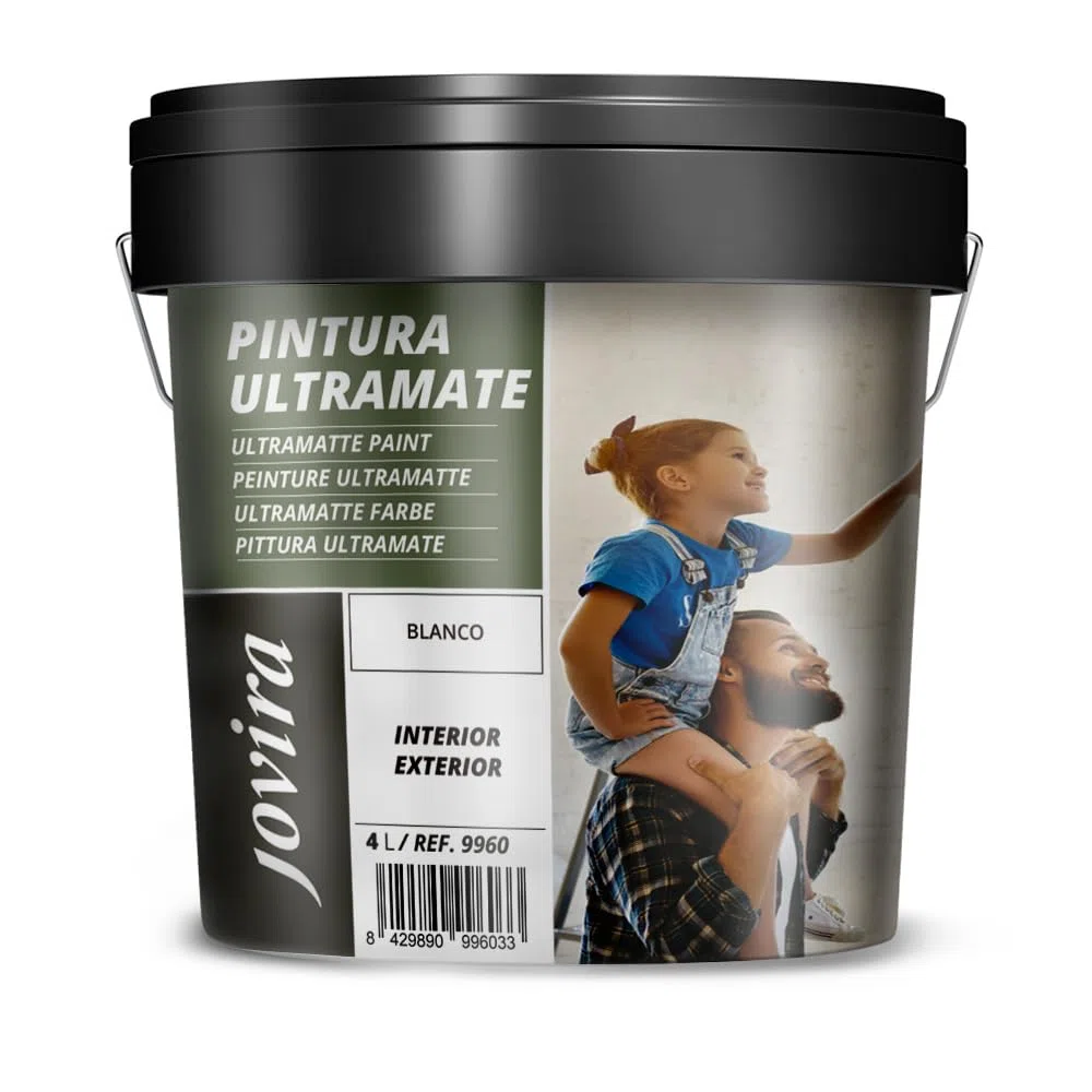 JOVIRA PINTURAS Ultramatte Wandfarbe. Für außen/innen, abwaschbar, superdeckend, weiß. (4 Liter, Weiß)