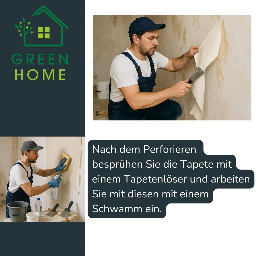 Green Home Stachelwalze Tapeten 150 x 500 mm, Nagelroller, Igelwalze, Tapetenigel zum Perforieren von Tapeten – Tapezierwerkzeug Nagelwalze Igelroller Tapezieren Stachelroller mit Holzgriff
