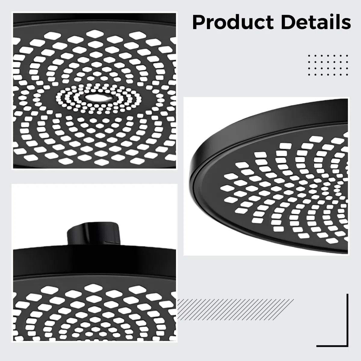22.9 cm Mattschwarz Duschkopf Hochdruck Großer Wasserauslass Einstellbar Universal Schnittstelle Explosiv Proof, mit Erweitertem Gewinde