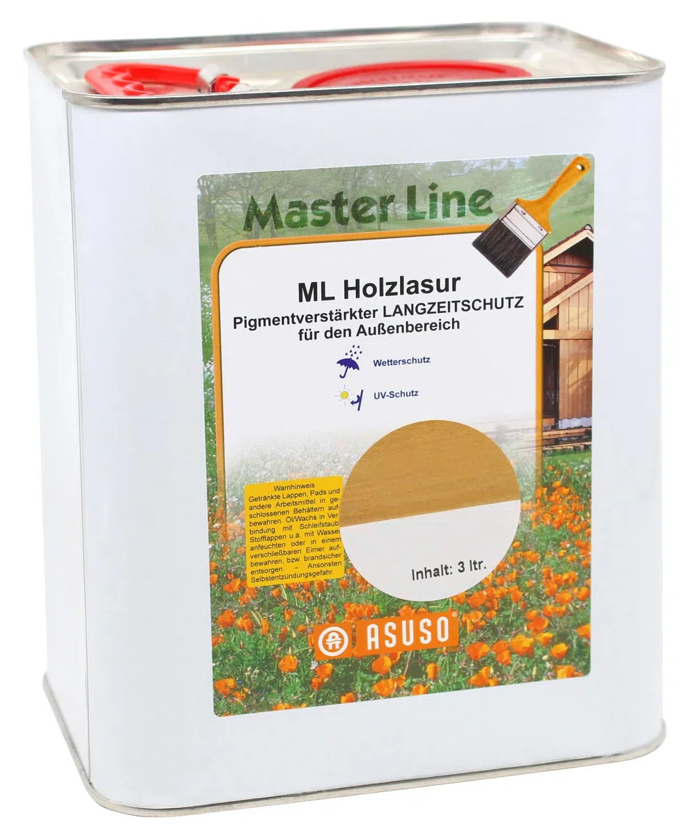 ML Holzlasur Langzeitschutz 3L Holzschutzlasur für aussen (3L, kastanie)