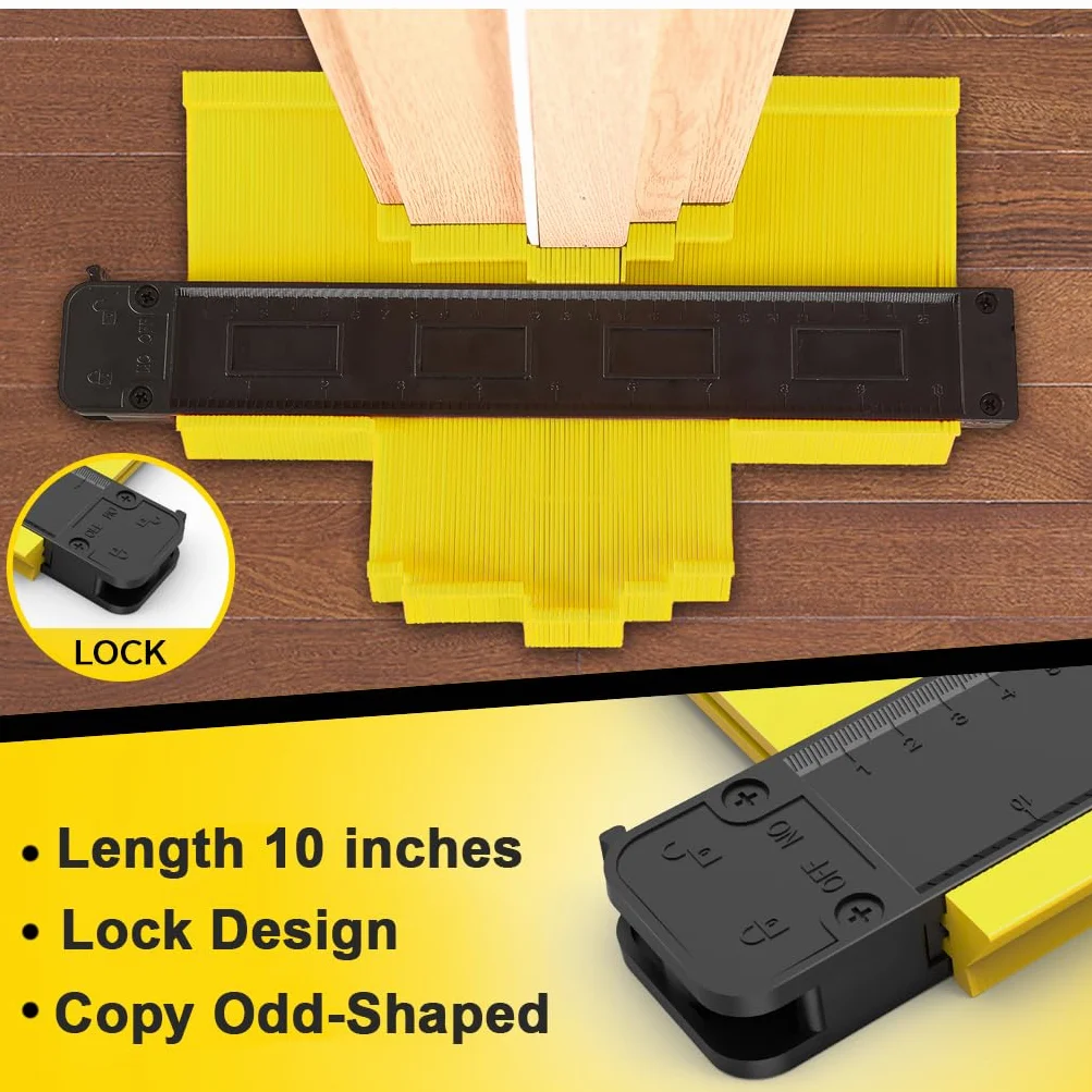 Zozen Laminat Verlegeset,laminat werkzeug,Professionelle Vinyl Bodenbelag Werkzeuge-Schlagklotz, 10 "Konturmessgerät, Pull-Bar, 2 in 1 Bodenabstand, Hammer.
