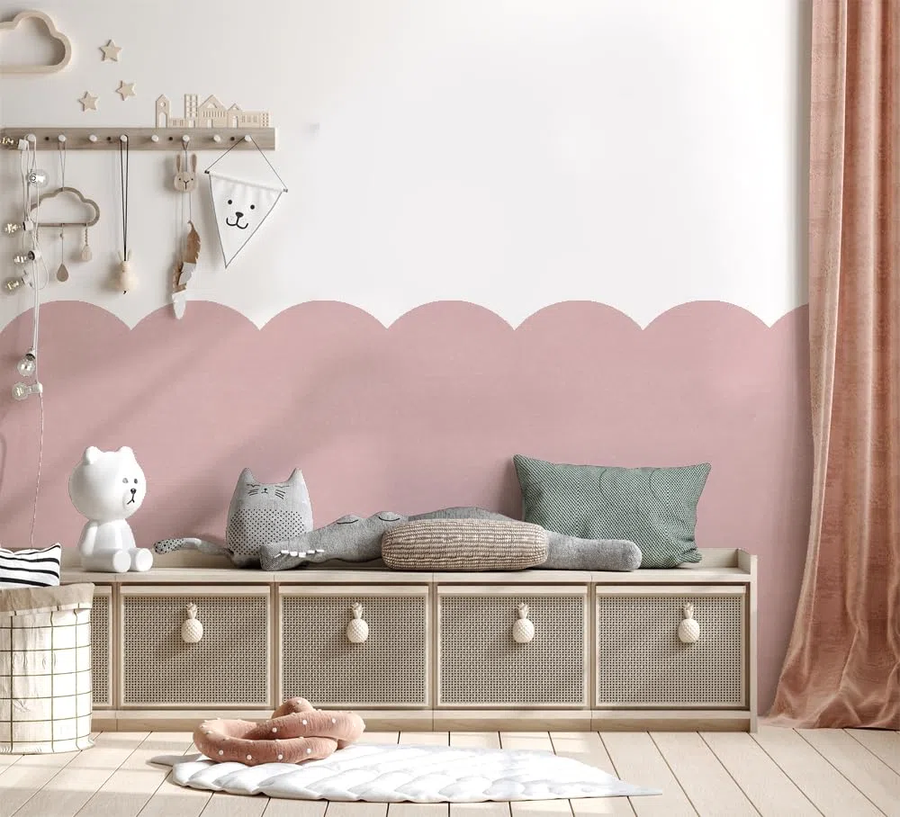 Scallop "Scarlett" Wandbordüre, Malschablone für Kinderzimmer und Kinderzimmer, wiederverwendbar, Wandschablone für Zuhause, 60 cm